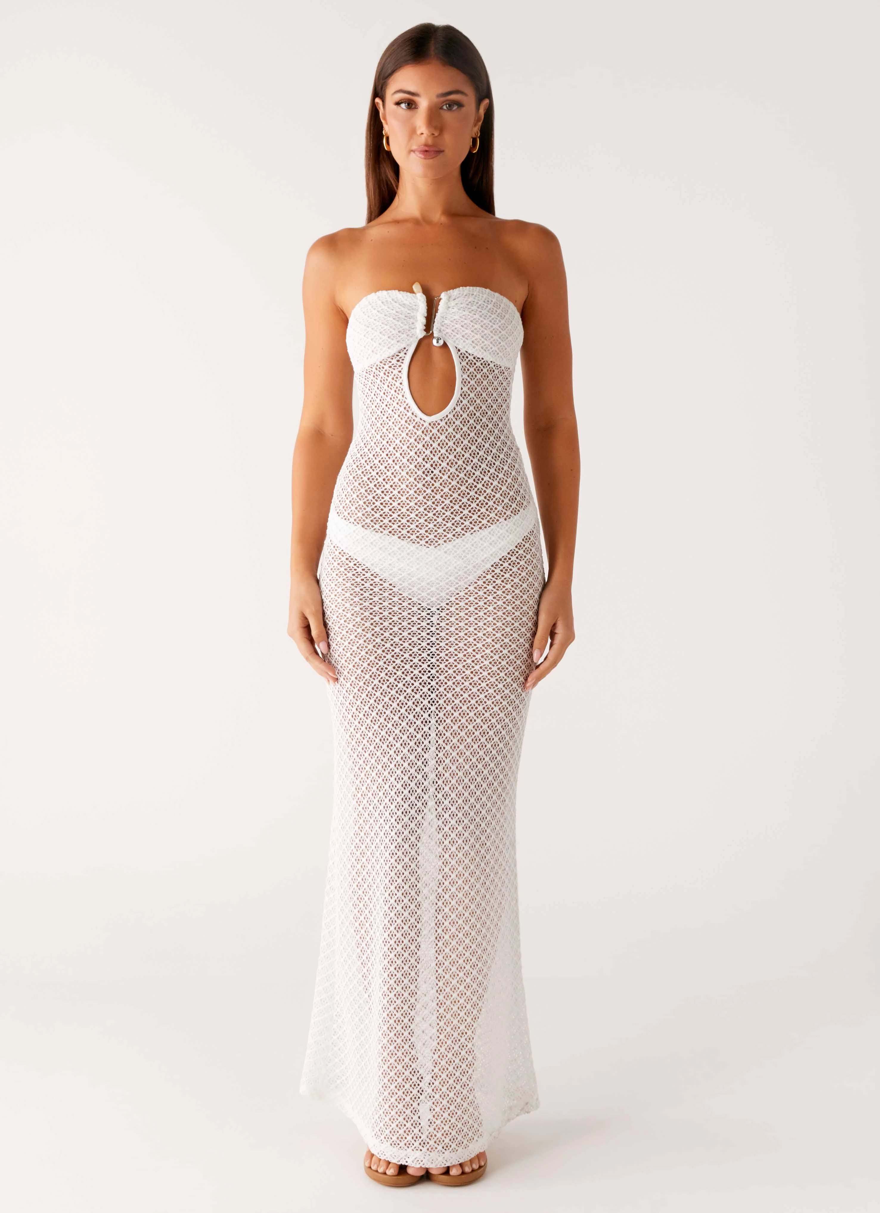 Hook-And-Eye Showcase Crochet Maxi Dress - Ivory