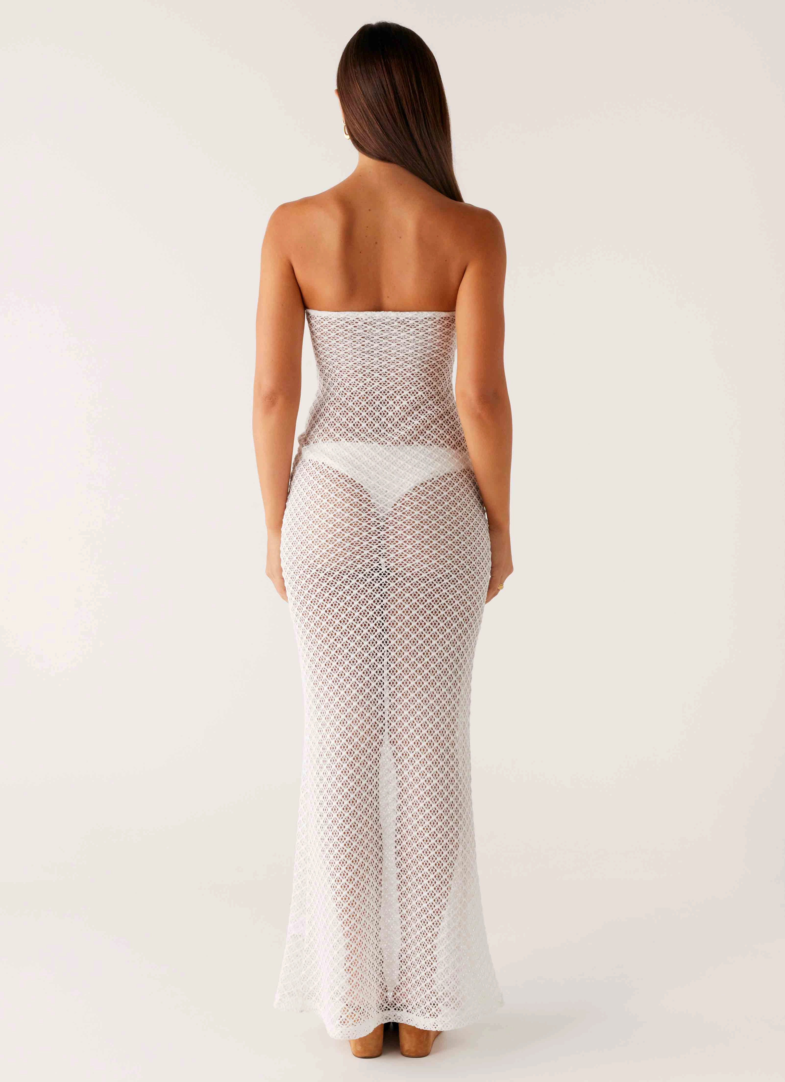Minimalist-Style Showcase Crochet Maxi Dress - Ivory