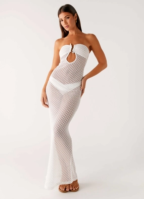 Showcase Crochet Maxi Dress - Ivory Flexible Fit Cool Fabric
