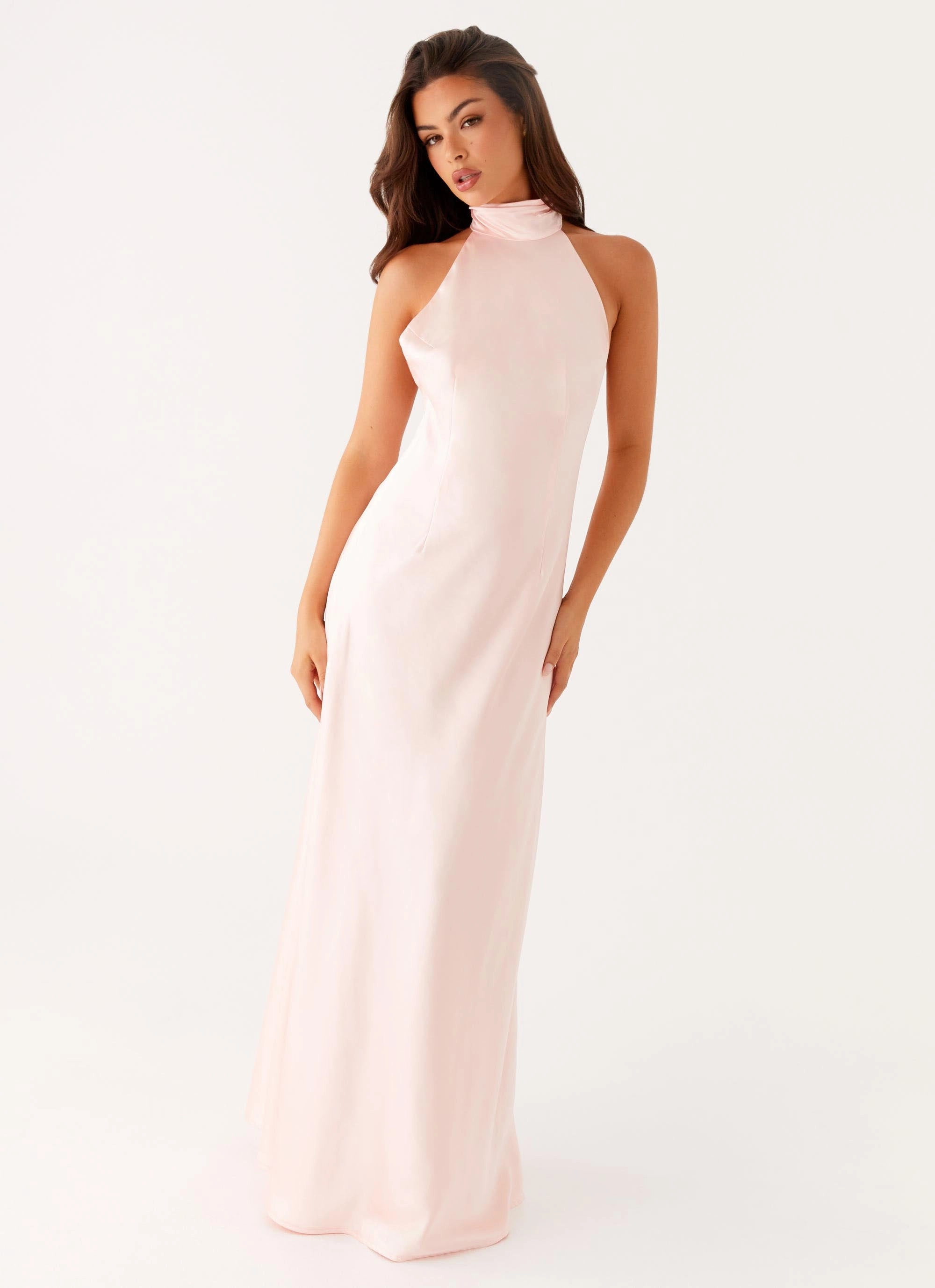 Siani Backless Maxi Dress - Pink Raw-Hem