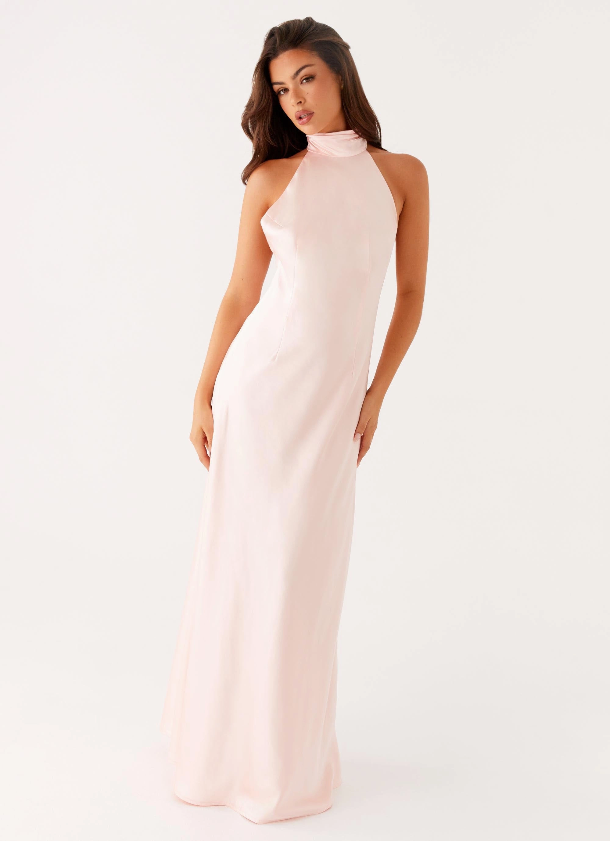 Siani Backless Maxi Dress - Pink Pure Fabric Elastic Fit