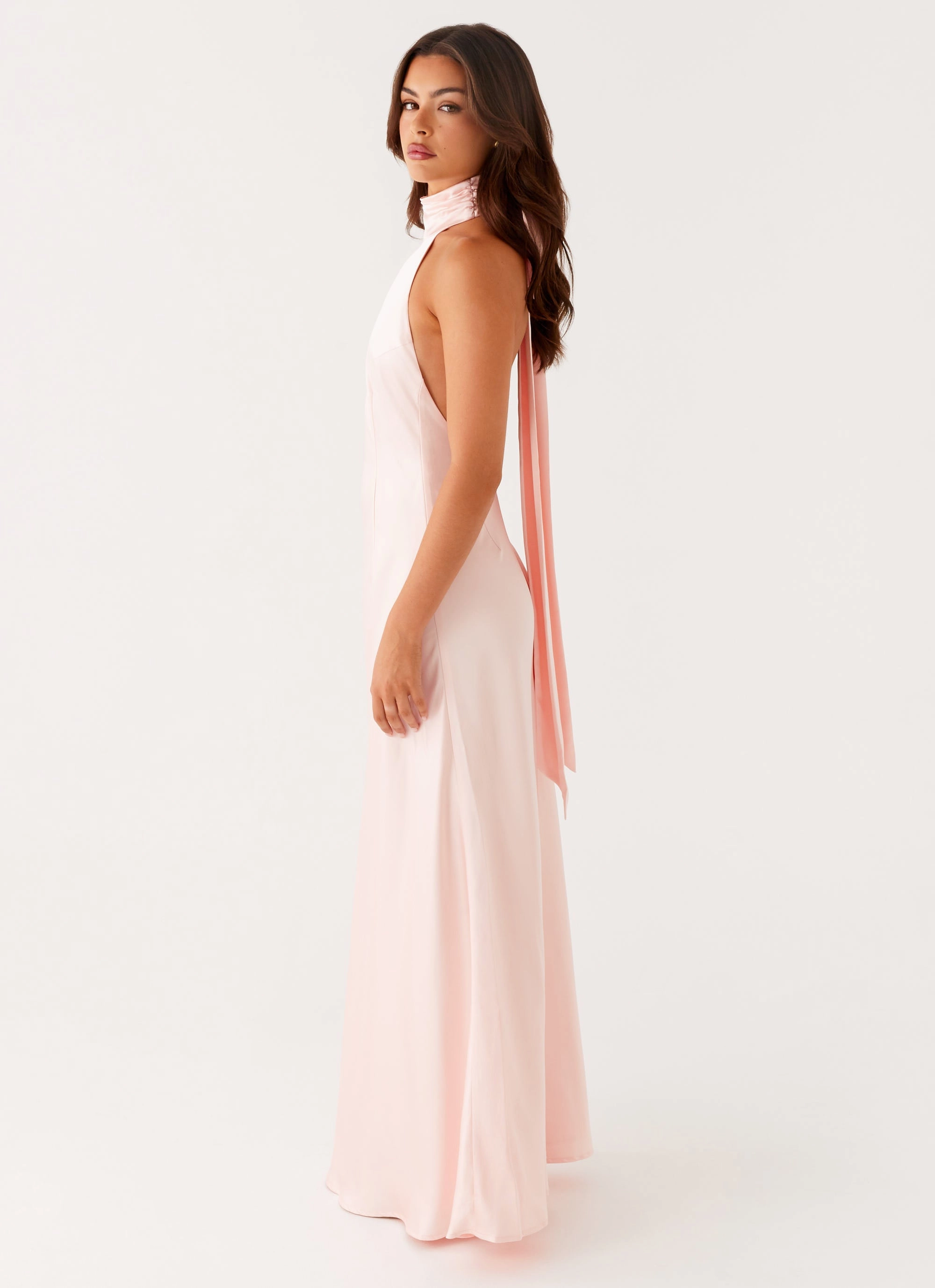 Beaded-Sleeve Siani Backless Maxi Dress - Pink