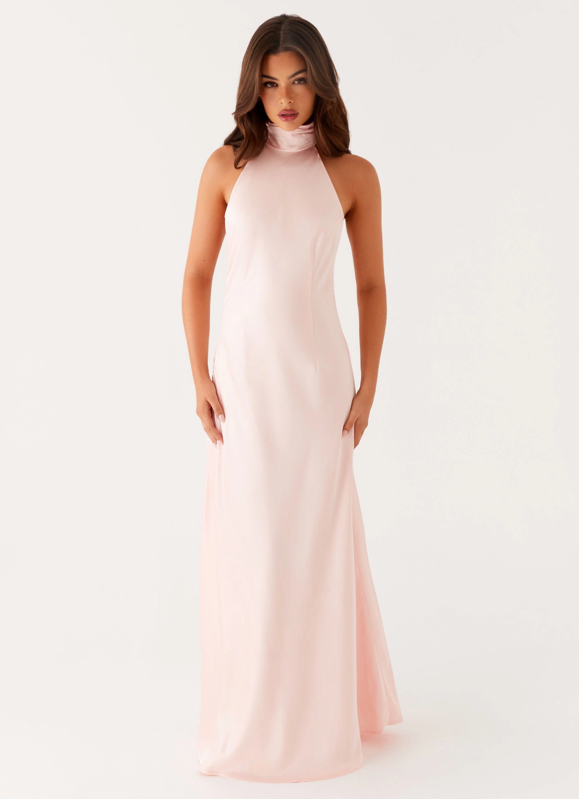 Siani Backless Maxi Dress - Pink Collar Accent spring fresh