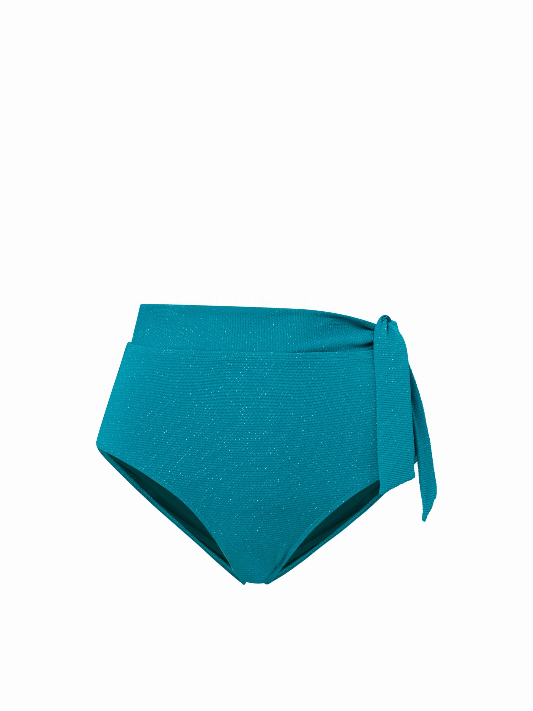 Summer Attire Side Tie High Waist Bottom In Jungle Green Metallic Pique