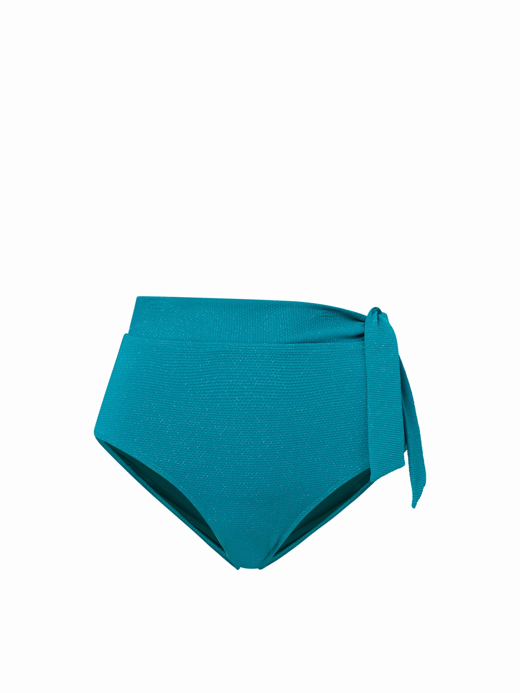 Trendy designs Side Tie High Waist Bottom In Jungle Green Metallic Pique