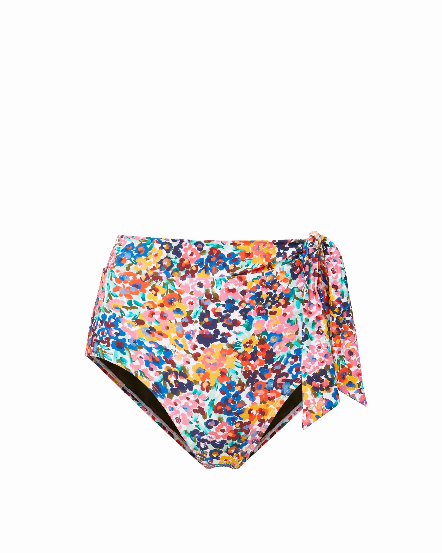 Moisture Wicking Inner Layer Side Tie High Waist Bottom In Painted Petals