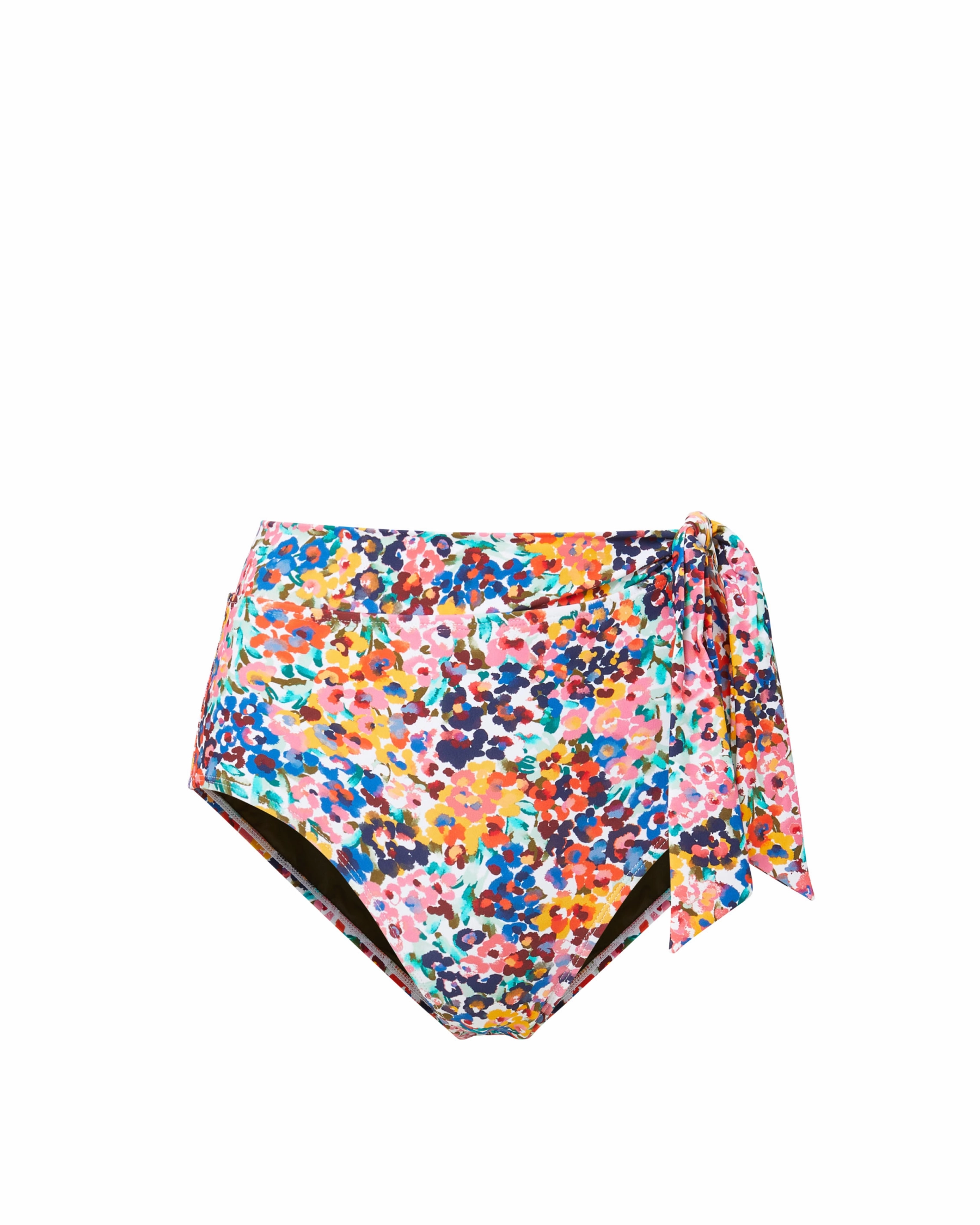 Side Tie High Waist Bottom In Painted Petals Island Life Relaxation Swim