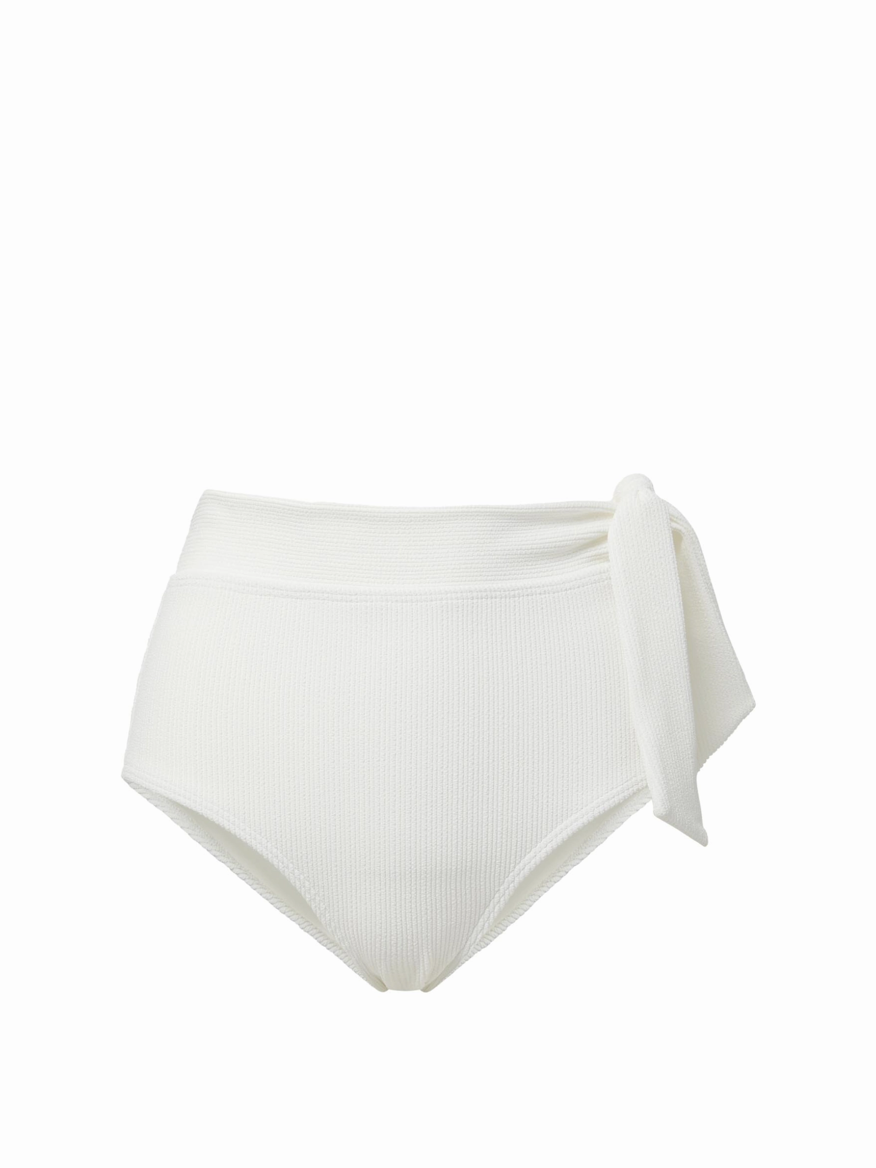 Seamless-Construction Side Tie High Waist Bottom Ivory Texture