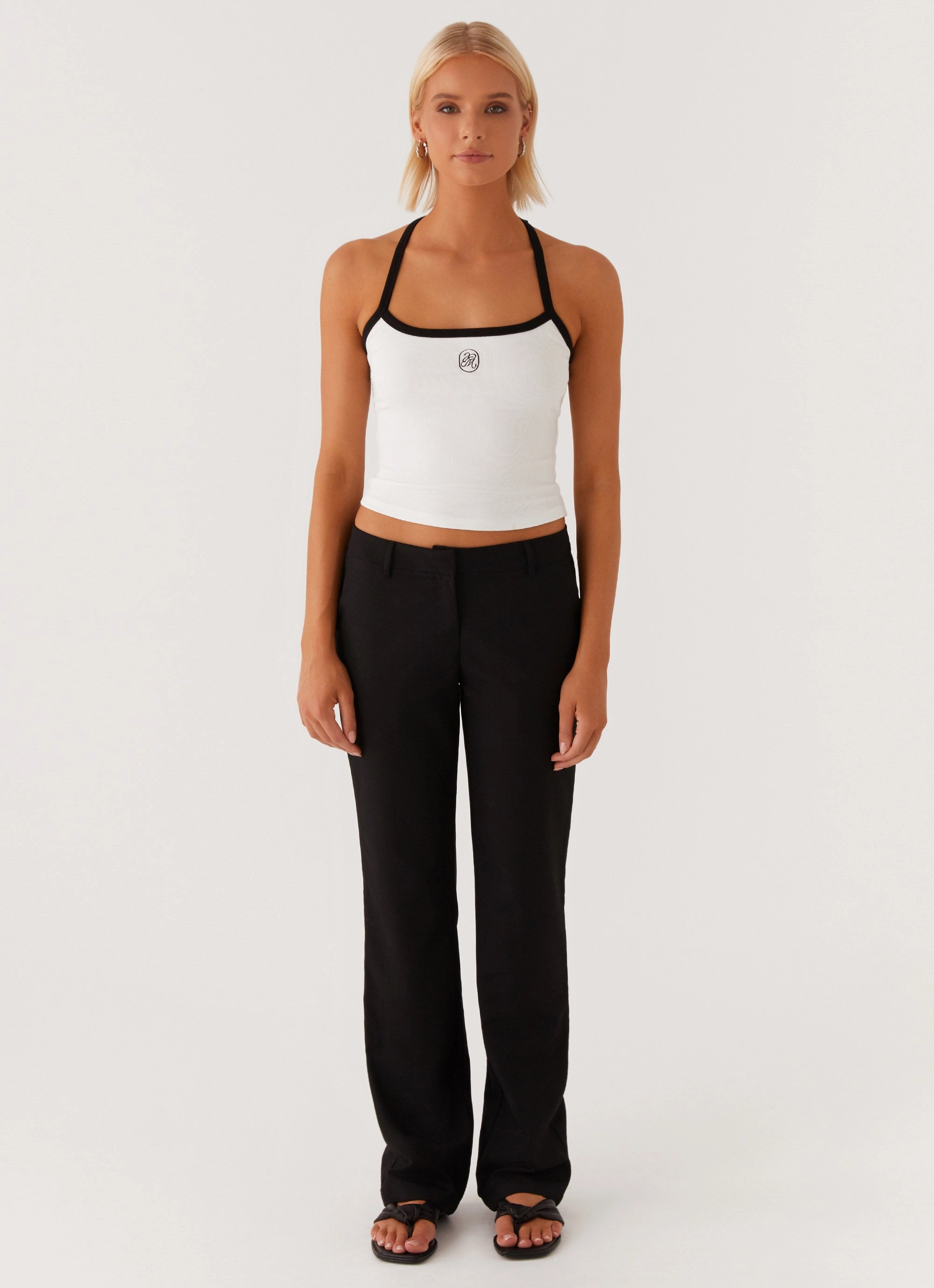 Signature Monogram Halter Top - White Antimicrobial Finish PreWashed