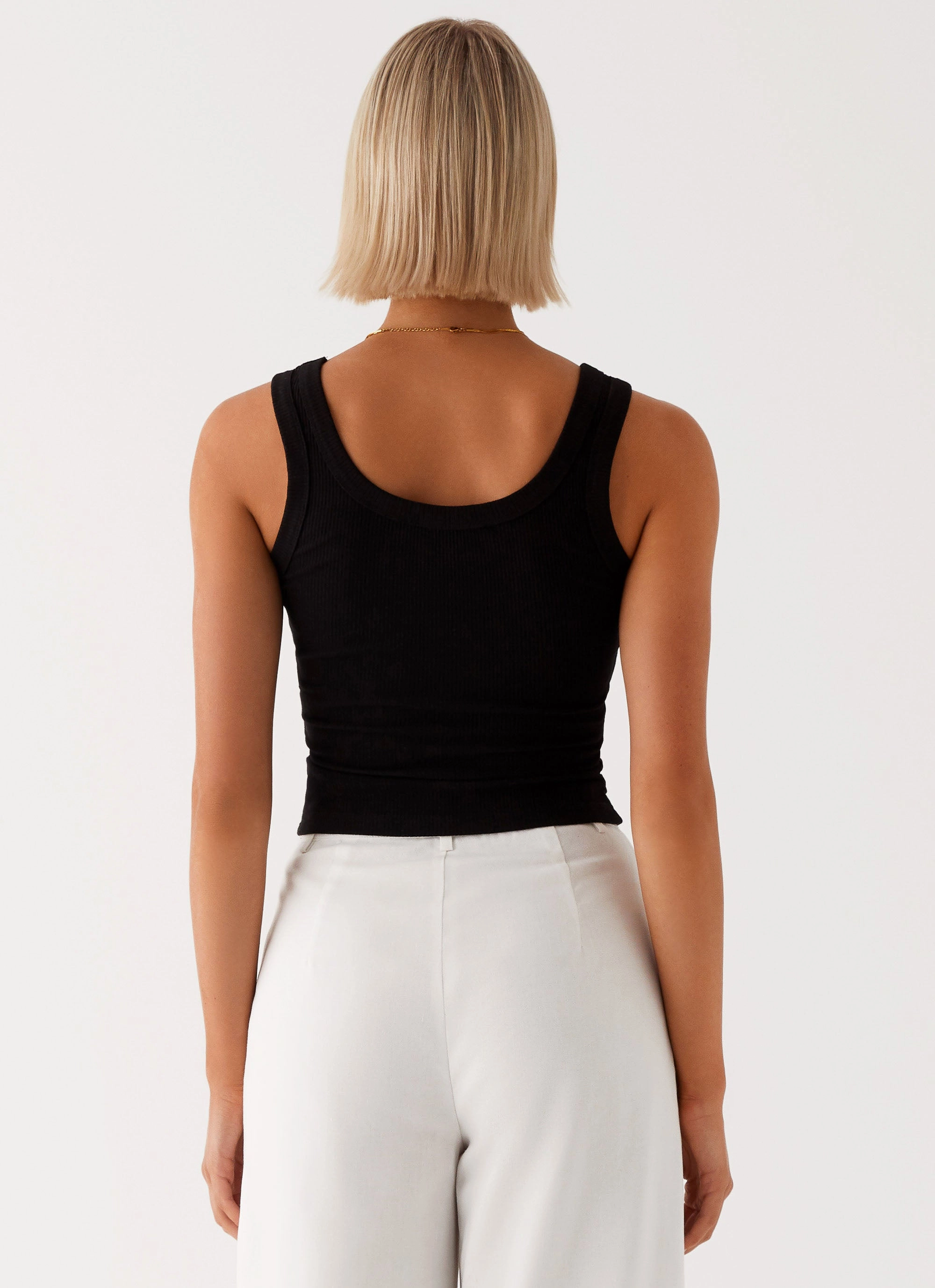 Elegant Look Comfy Cardigan Signature Tank Top - Black