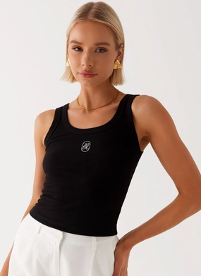 ElasticEdgeBinding Signature Tank Top - Black