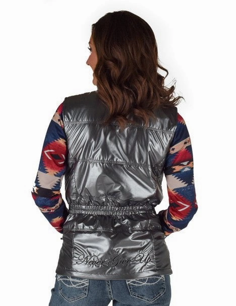MultiPocketLayout Weather Friendly Cowgirl Tuff Womens Midweight Logo Silver 100% Polyester Softshell Vest