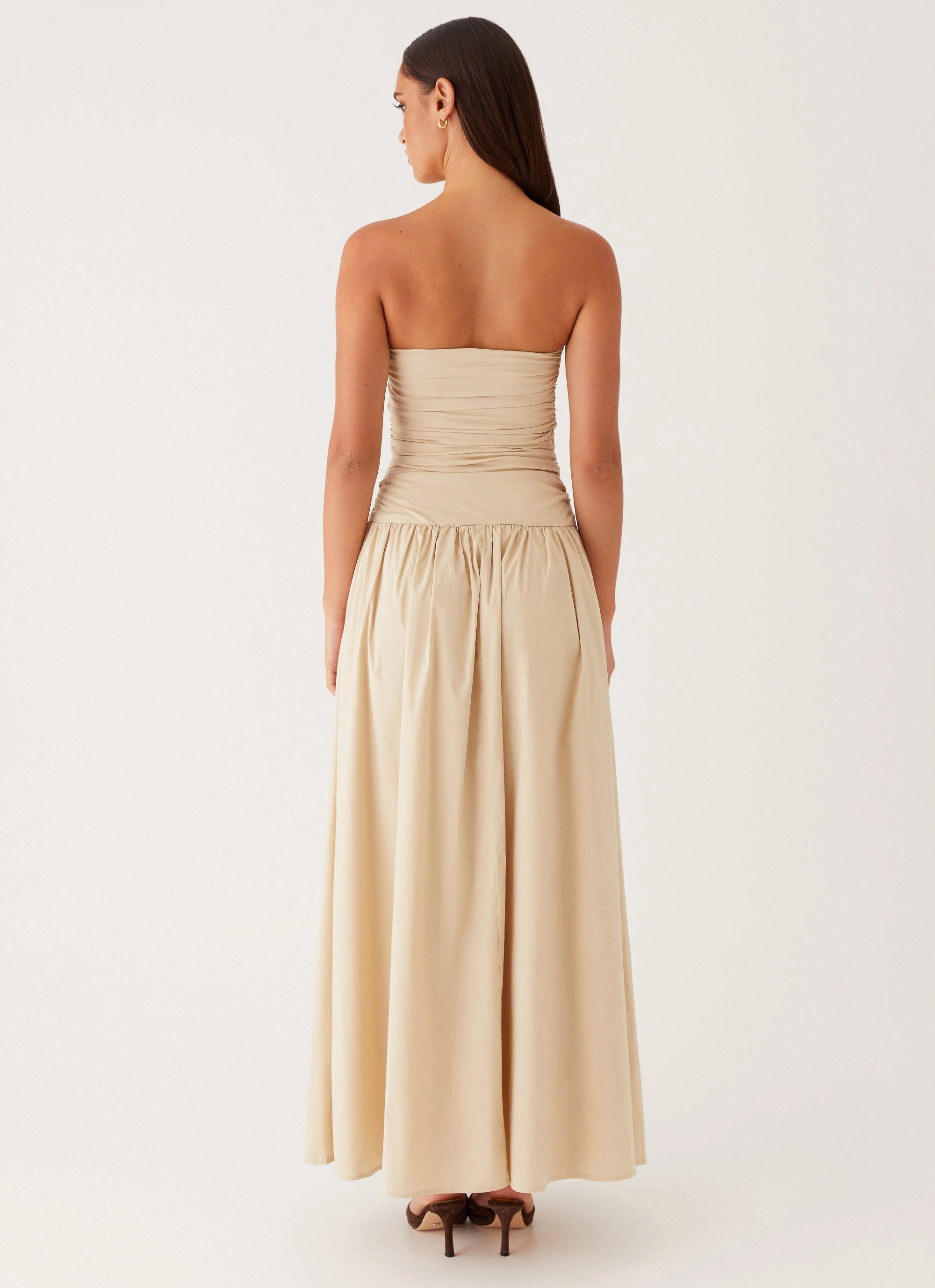 Carmel Maxi Dress - Ivory Drawstring-Closure Classic A-line design