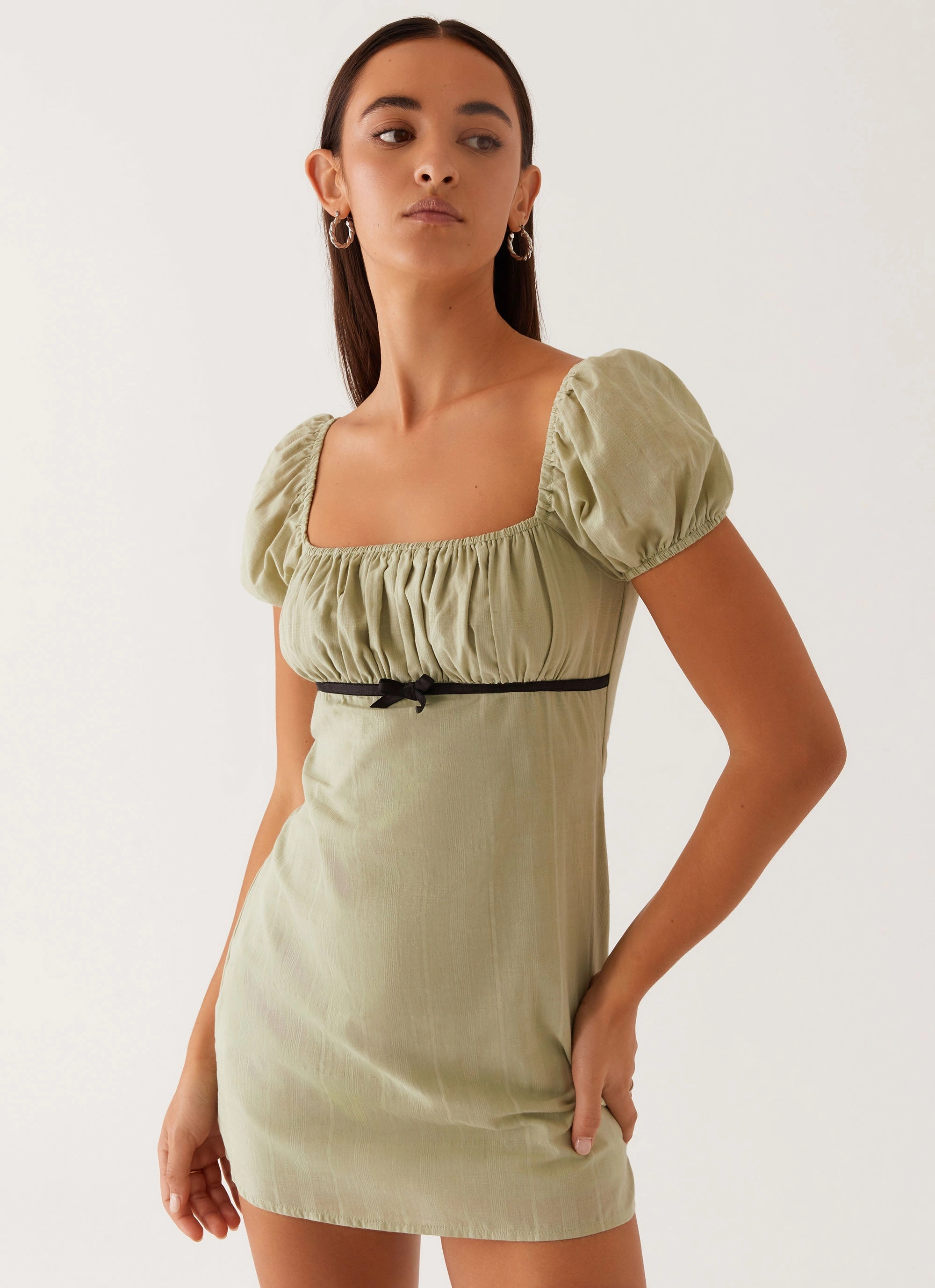Fran Mini Dress - Pastel Green Minimalist Style Easy Vibe