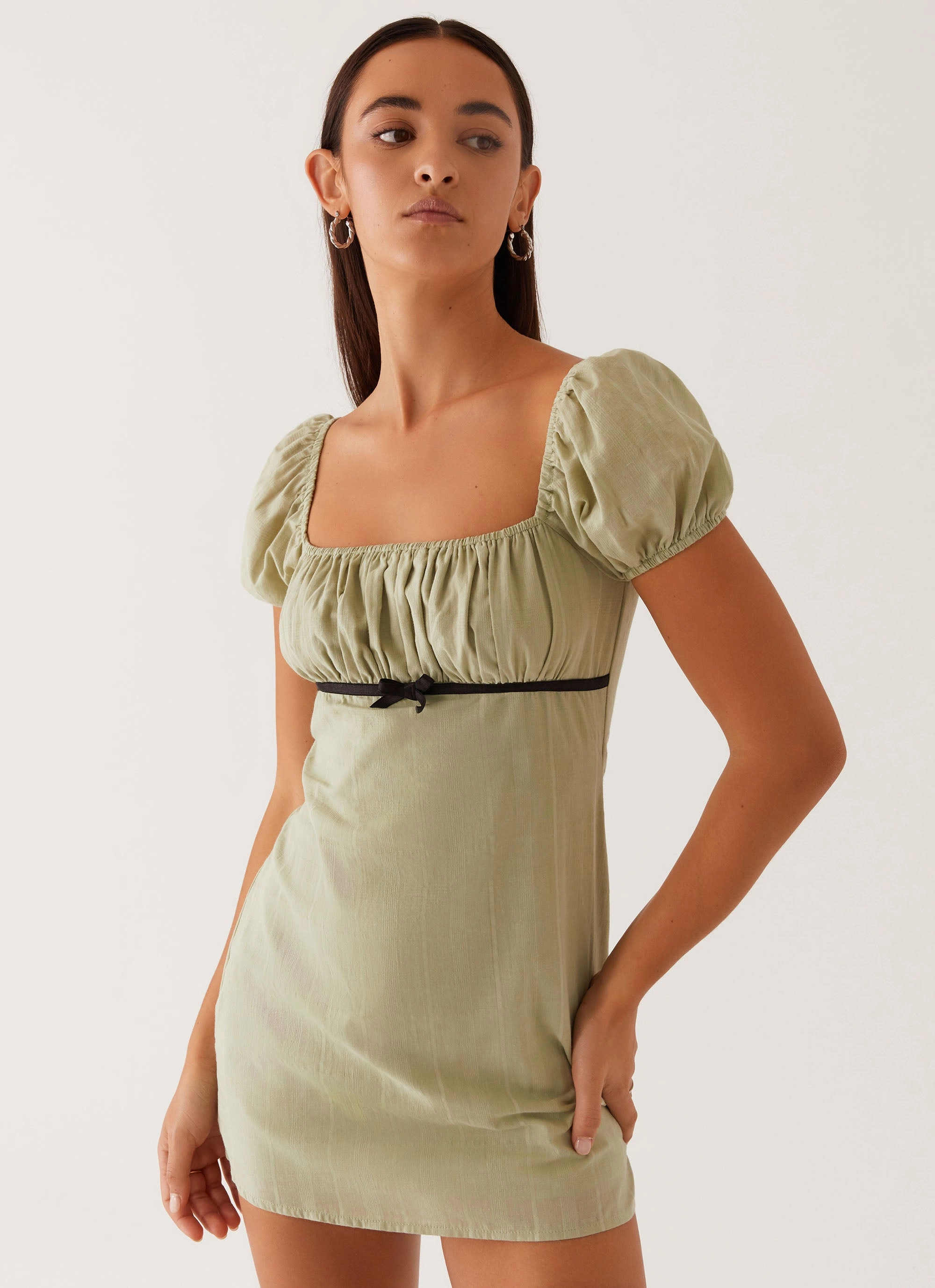 Recycled-Material and Effortless fit dress. Fran Mini Dress - Pastel Green