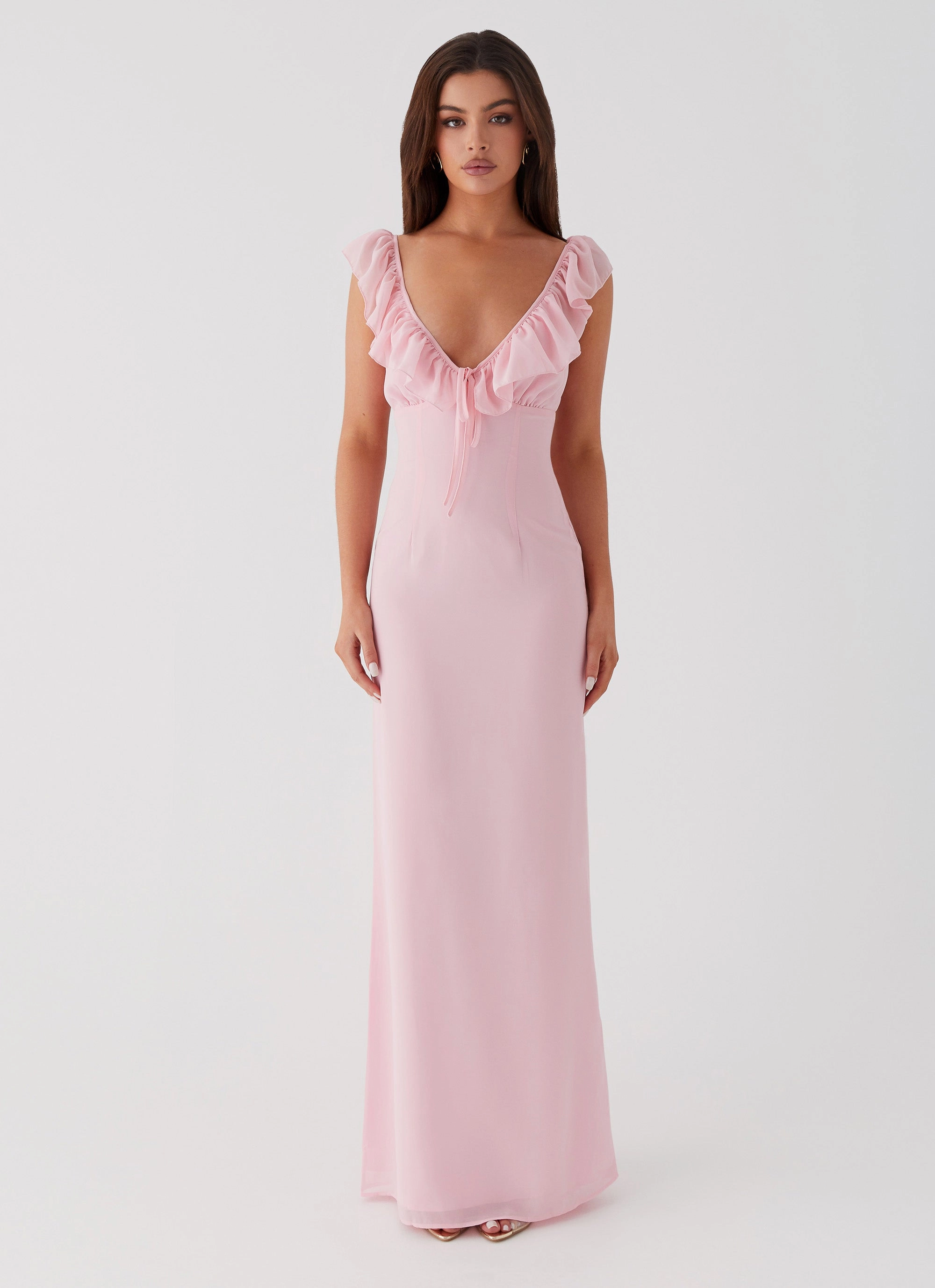 Silvie Maxi Dress - Pink Wide Hemline Live Soft