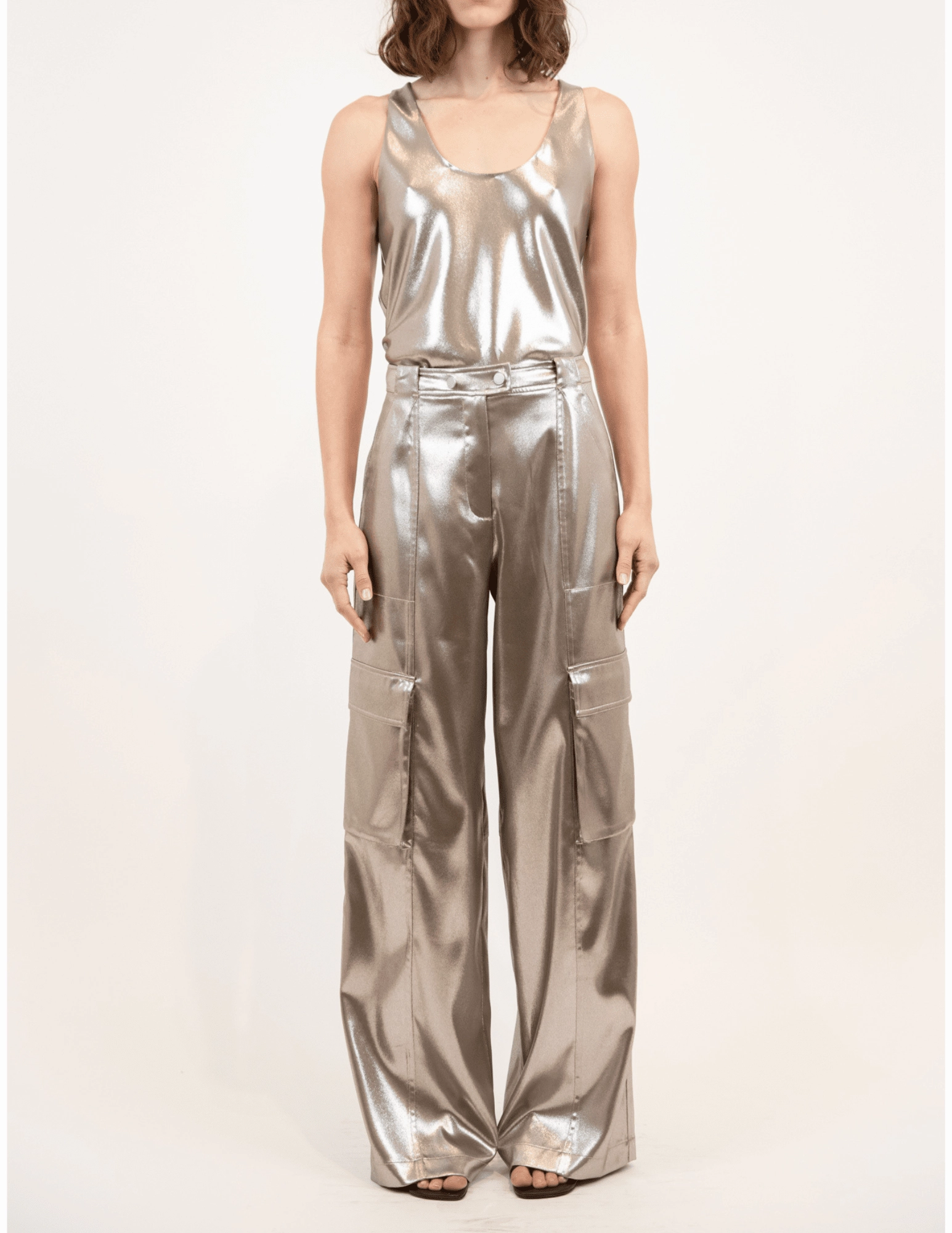 LightweightInsulation Simkhai Beatriz Metallic Satin Cargo Pant