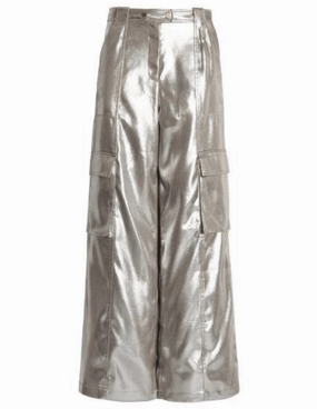 Flexible Cut Simkhai Beatriz Metallic Satin Cargo Pant