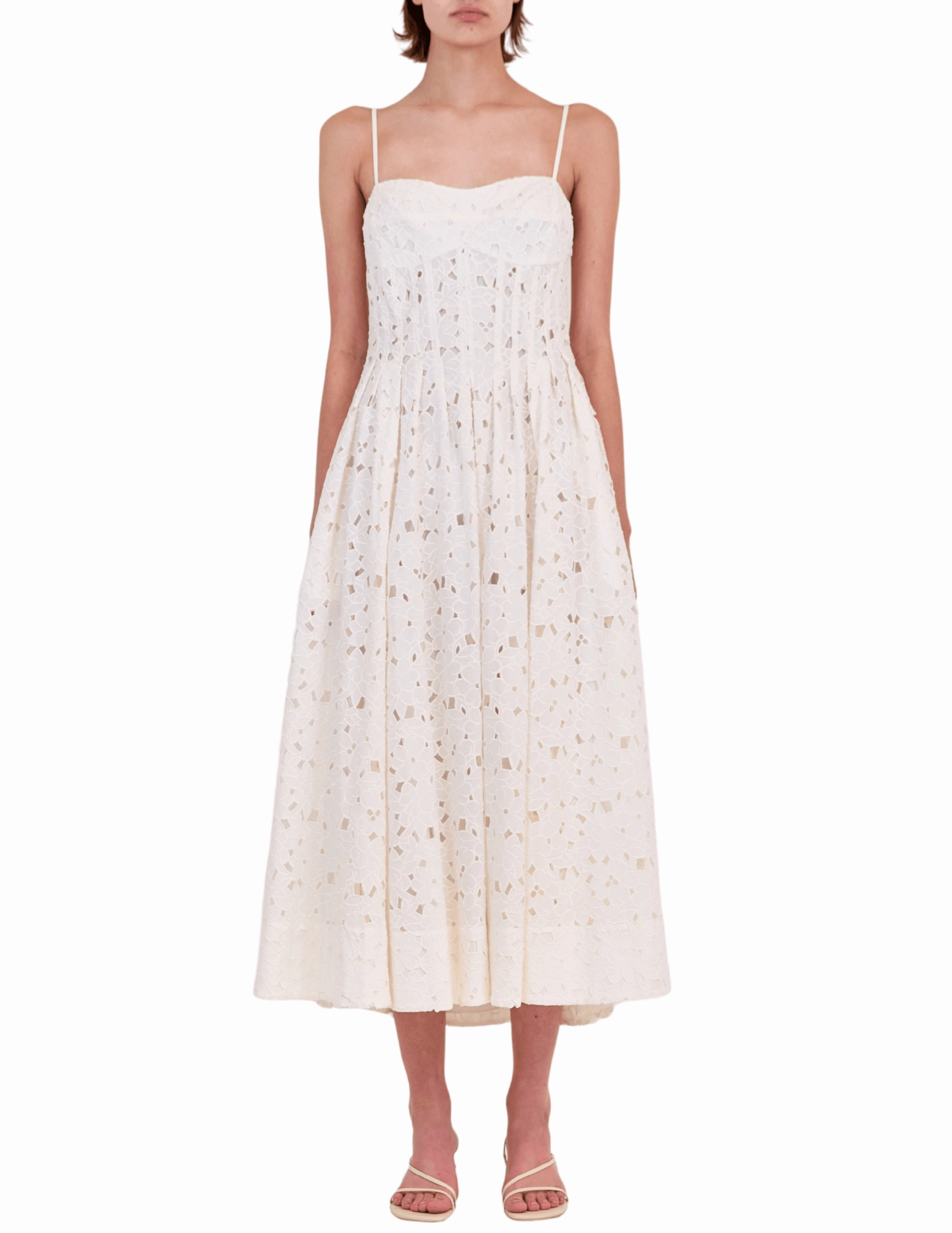 Ultra Soft Inner Layer Bonded Seam Technology Simkhai Kittiya Eyelet Bustier Sleeveless Midi Dress - SALE