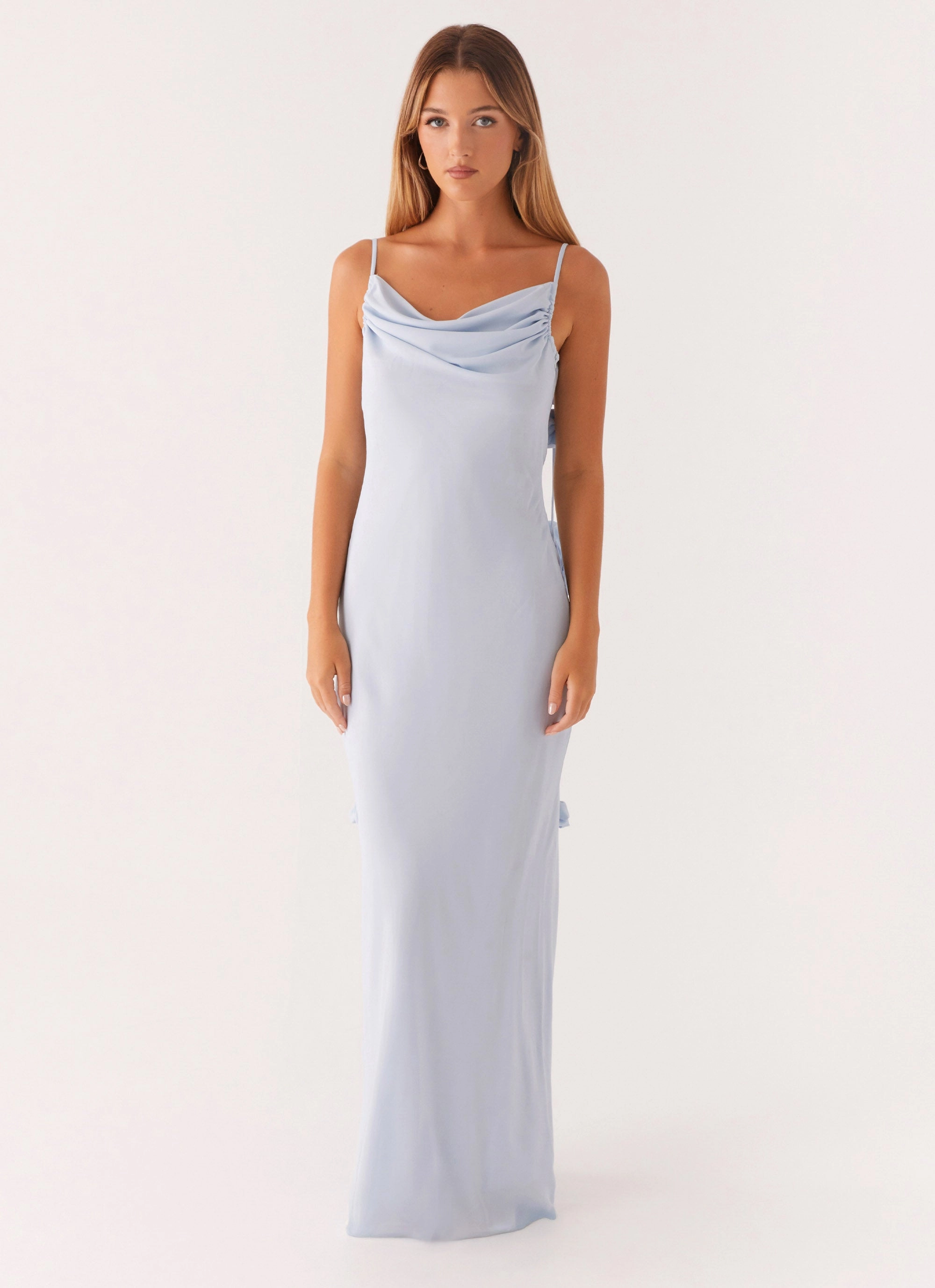 Simona Maxi Dress - Pastel Blue Smooth Texture All Day