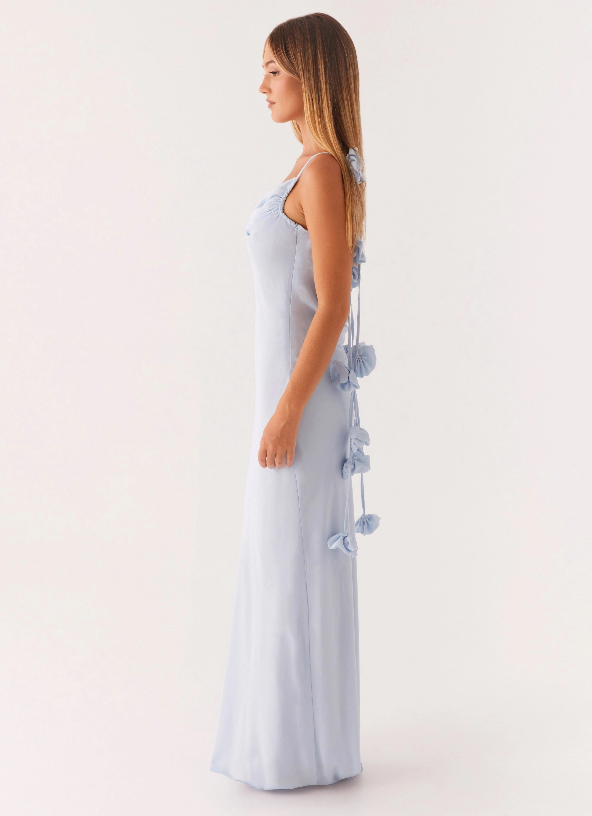 Simona Maxi Dress - Pastel Blue Wedding Style Wrap-Style