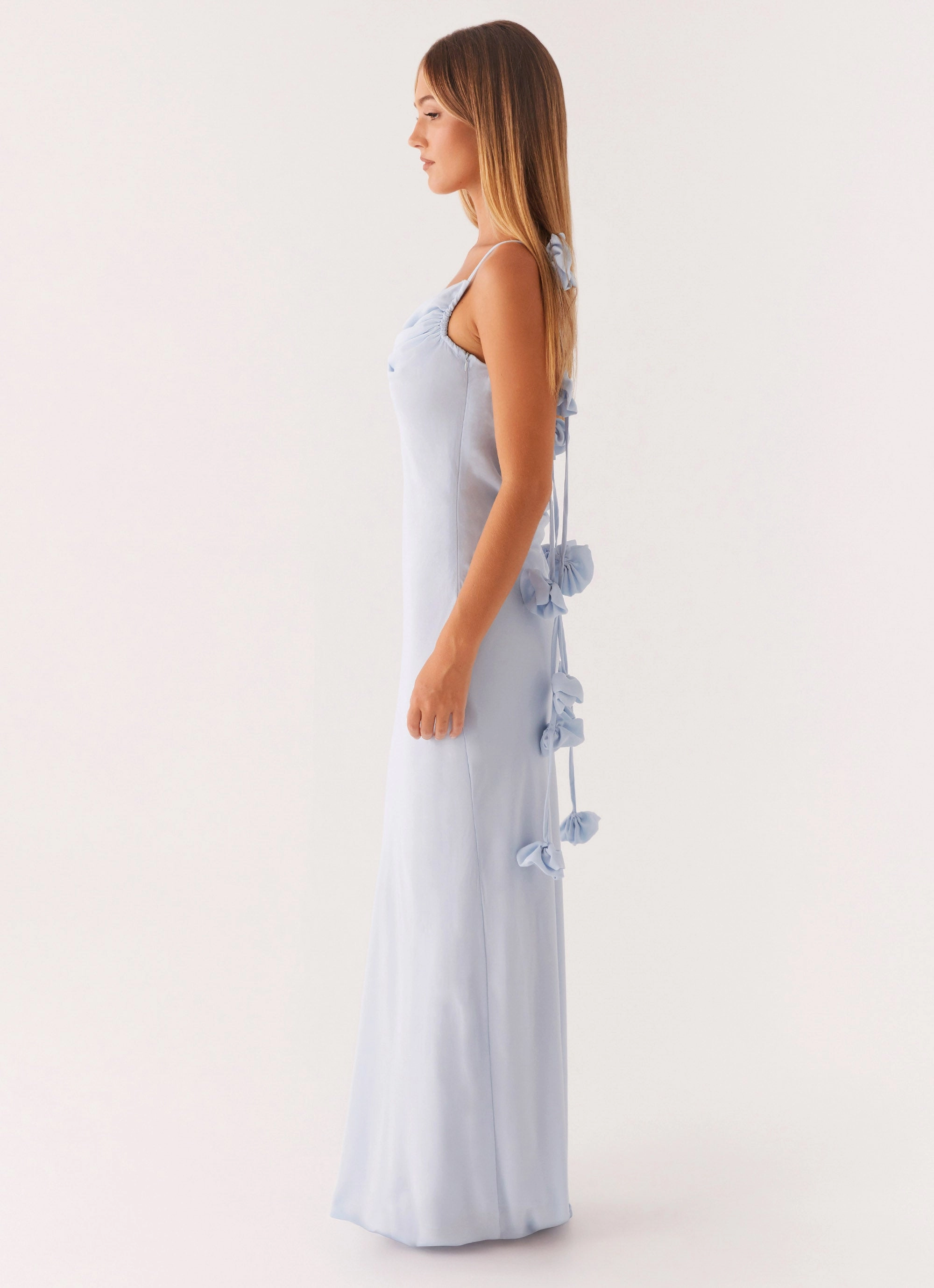 Luxurious Feel Shine Skin Simona Maxi Dress - Pastel Blue