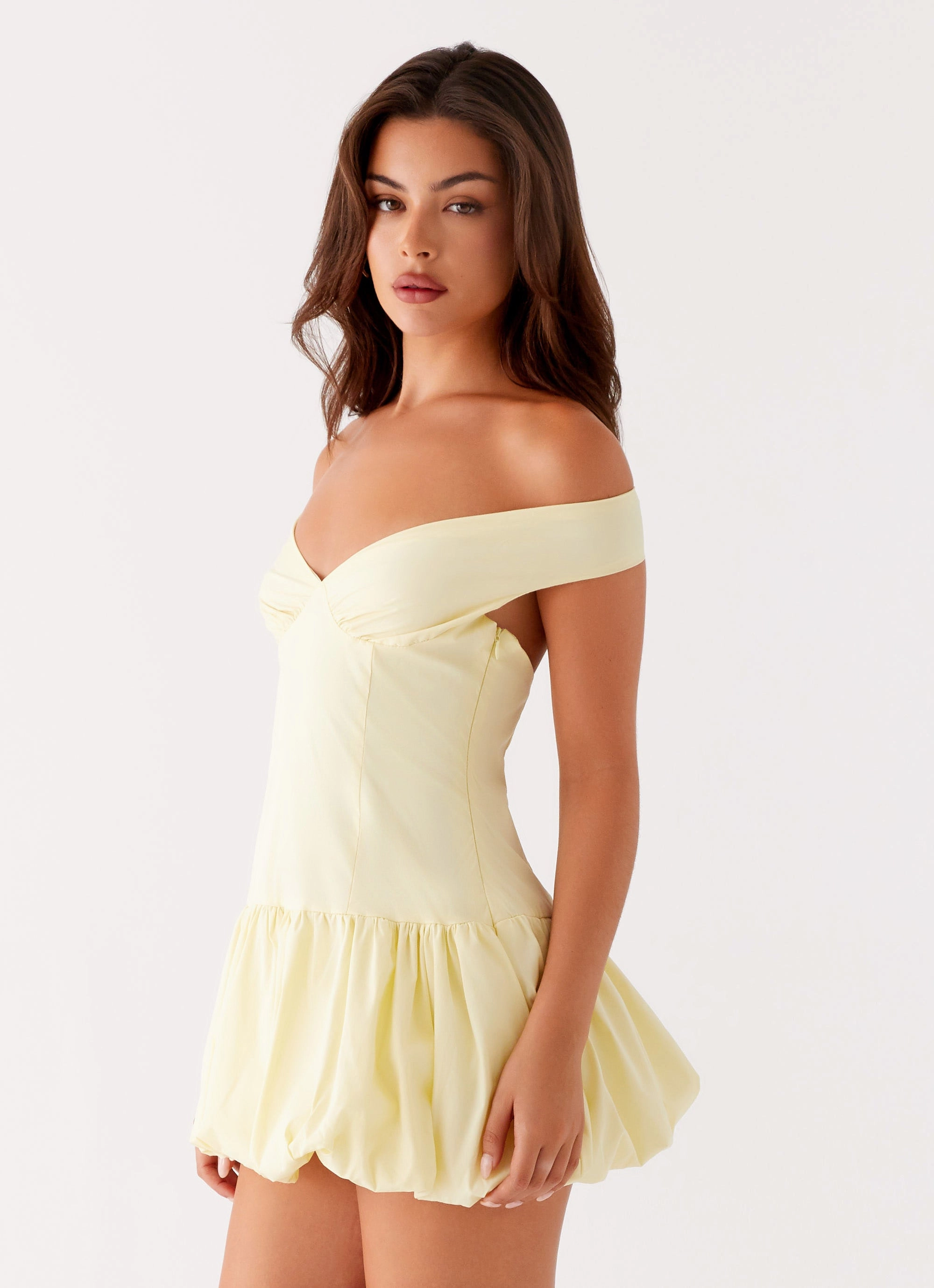 sweet moment Versatile Layers Endless Romance Off Shoulder Mini Dress - Yellow