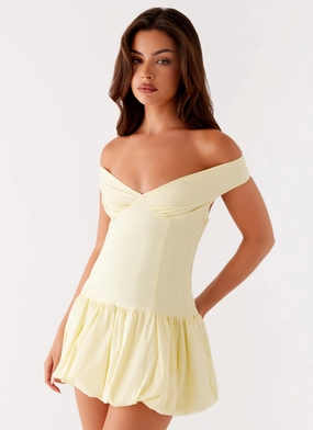 Sleek Look Love Energy Endless Romance Off Shoulder Mini Dress - Yellow