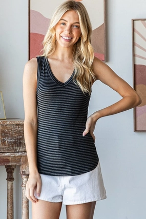SHELLY STRIPE CASUAL TANK TOP S-XL Training Outfit