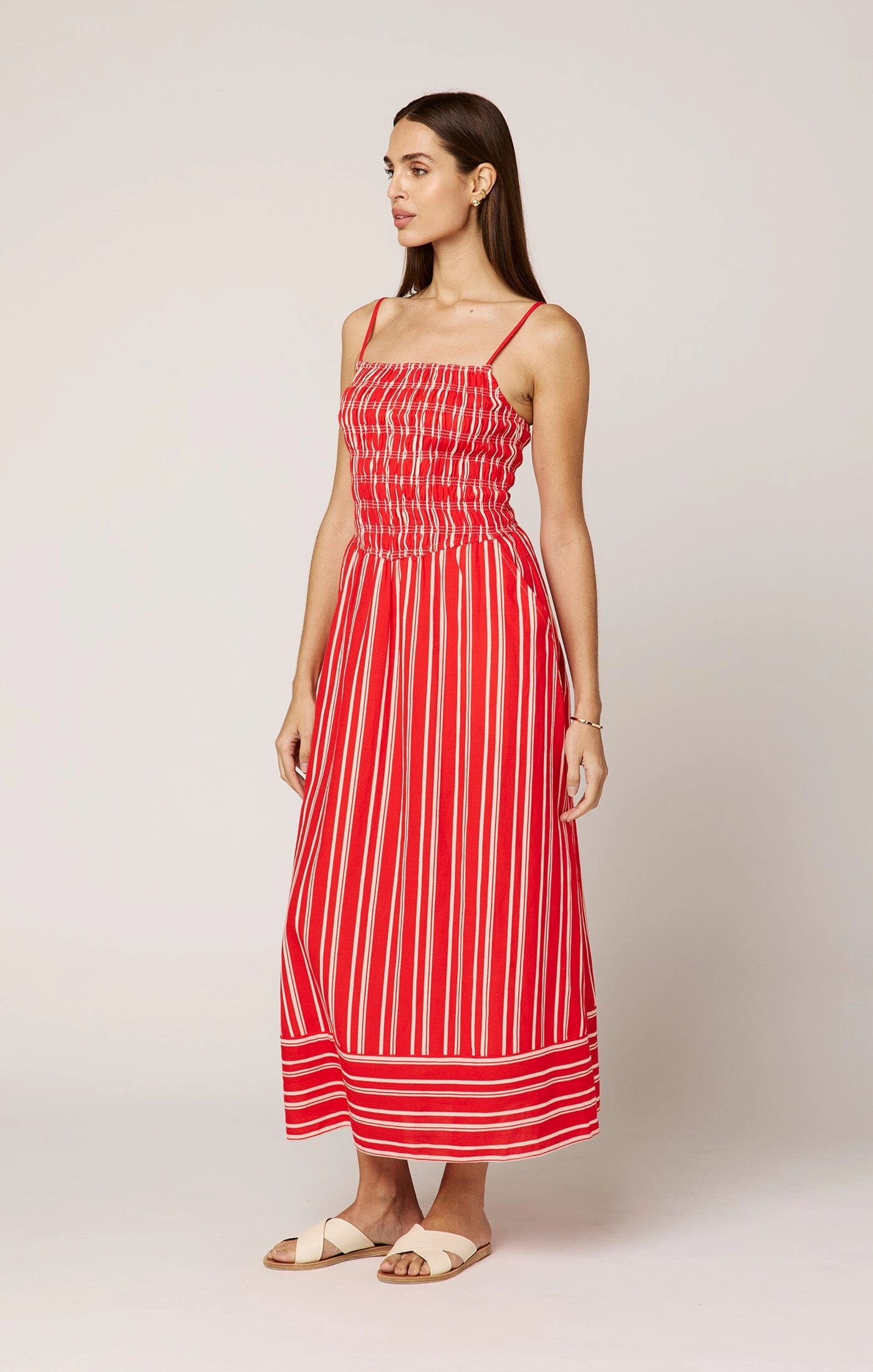 Lacey Ankle Dress | Poppy Red/Ivory Soft Shape Casual Silhouette