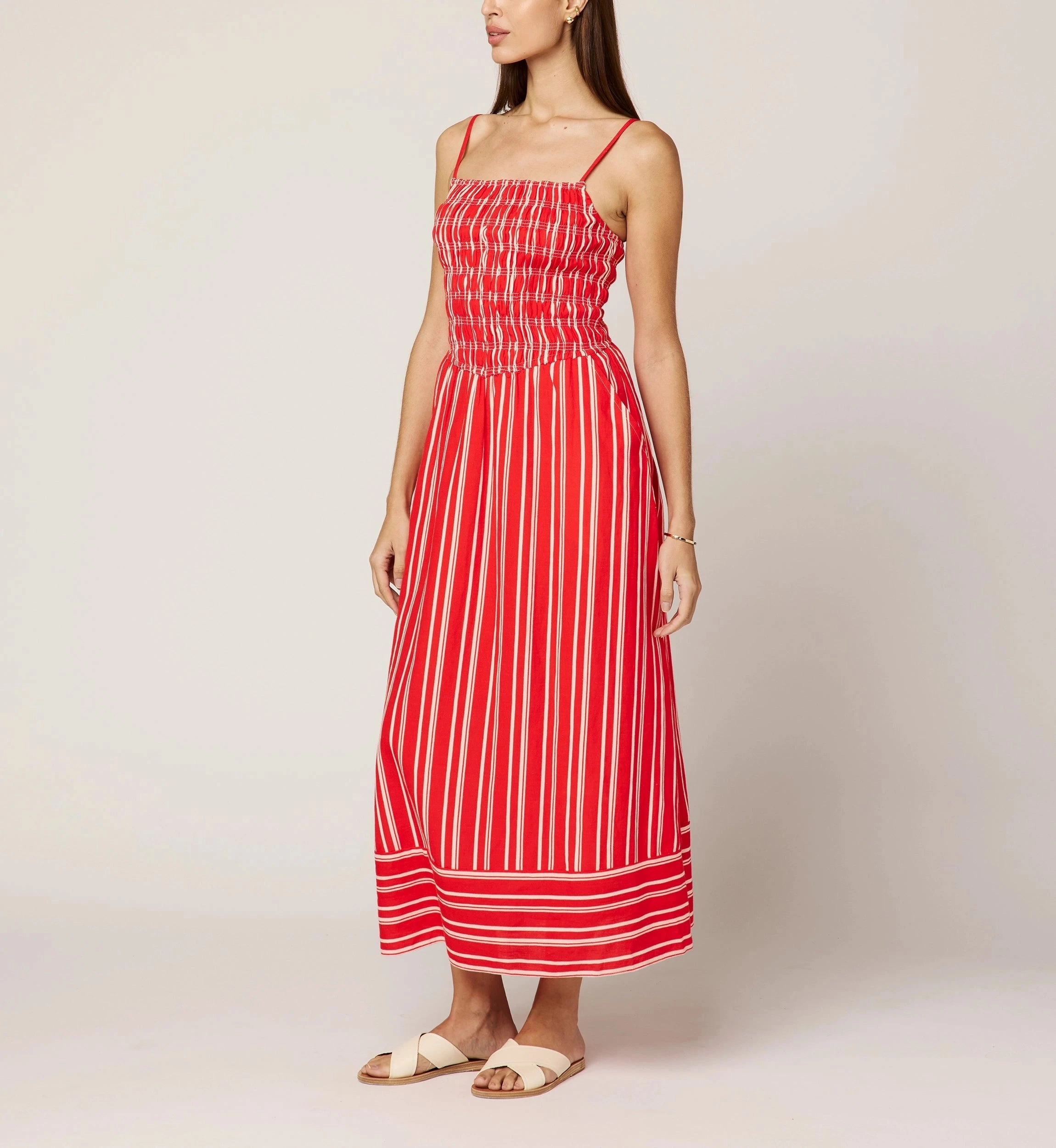 Lacey Ankle Dress | Poppy Red/Ivory FoldablePackaging