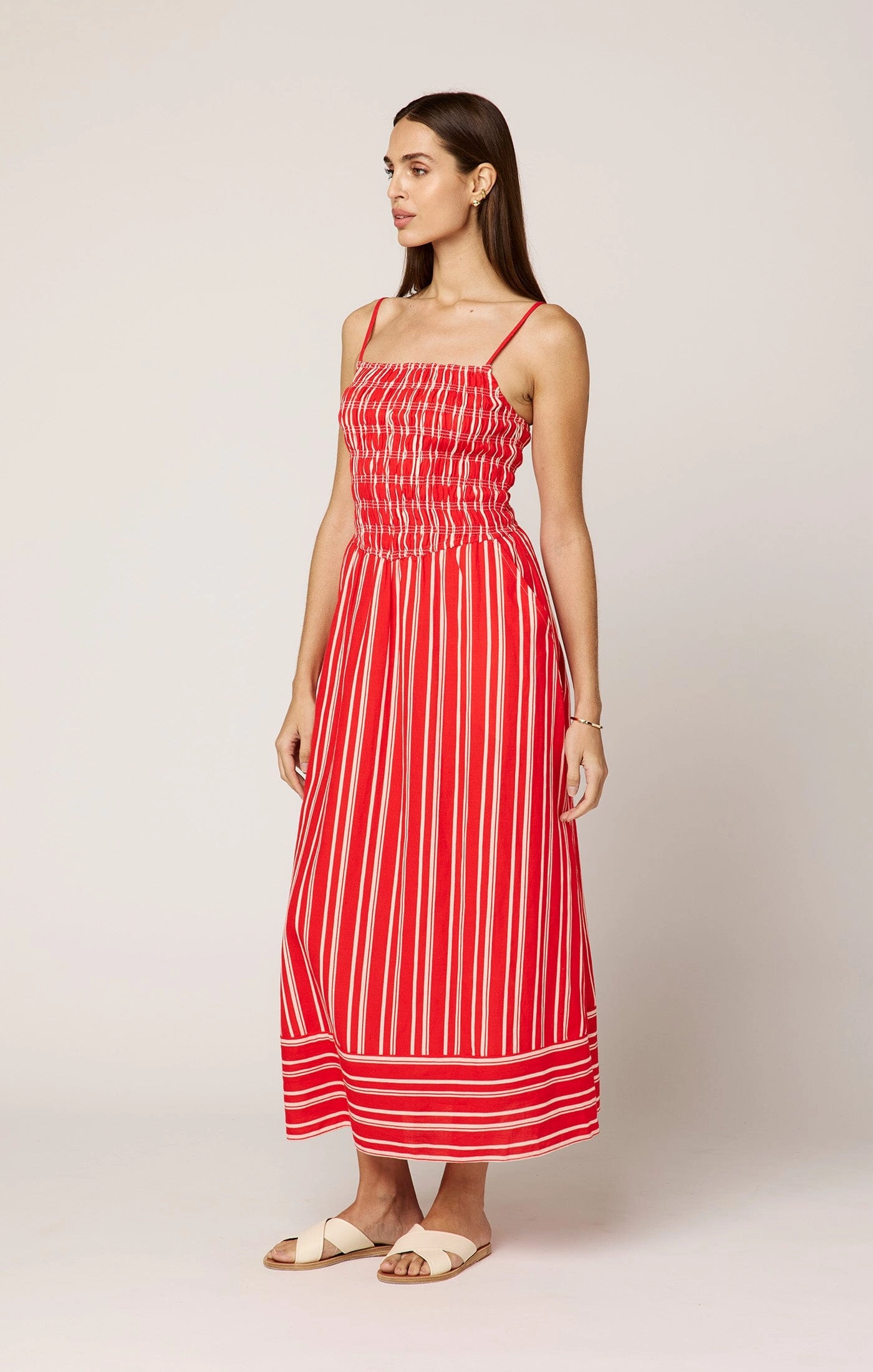 FourWayStretch Lacey Ankle Dress | Poppy Red/Ivory