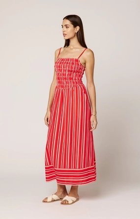 FourWayStretch Lacey Ankle Dress | Poppy Red/Ivory