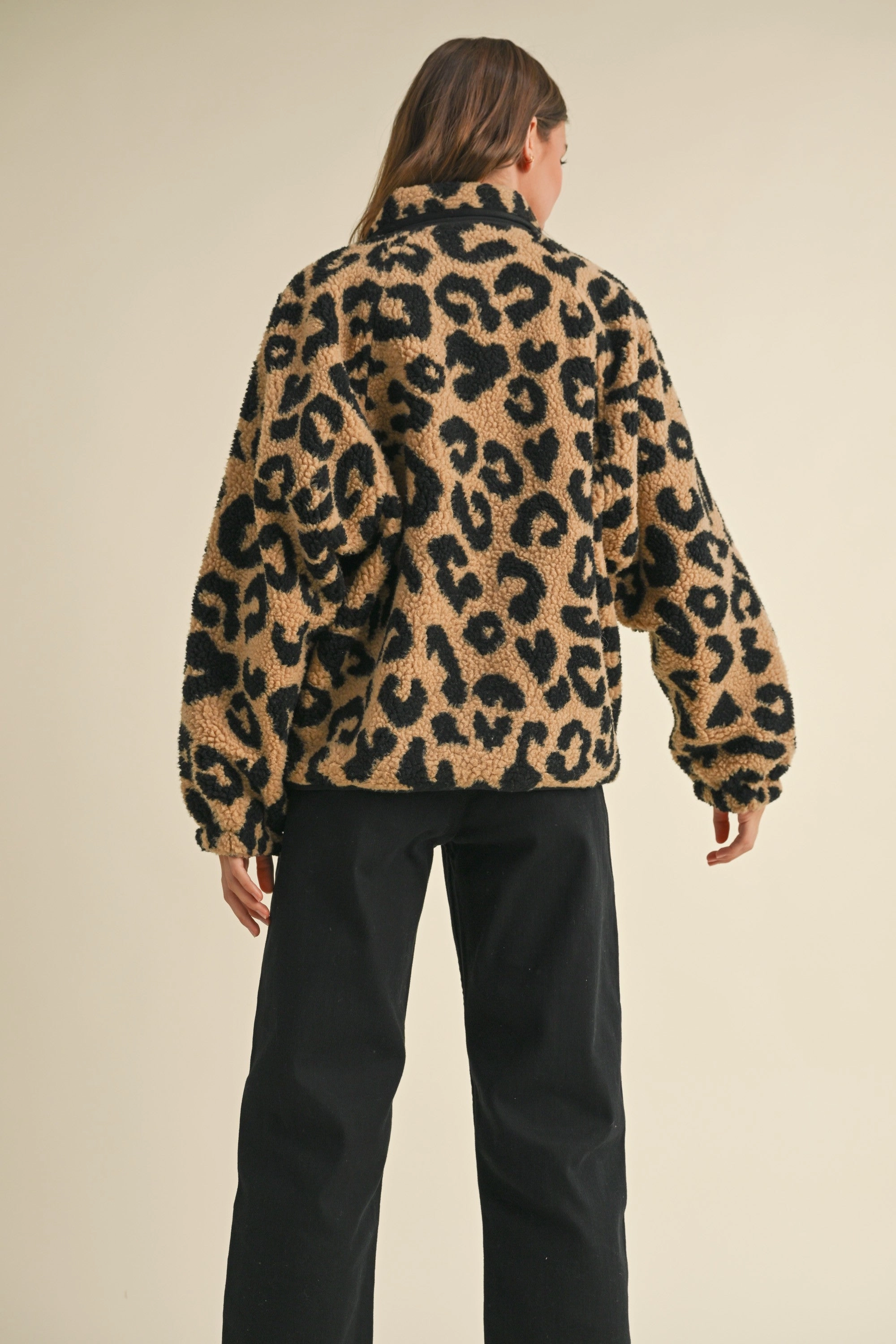 SelfFabric Binding Sherpa Leopard Jacket