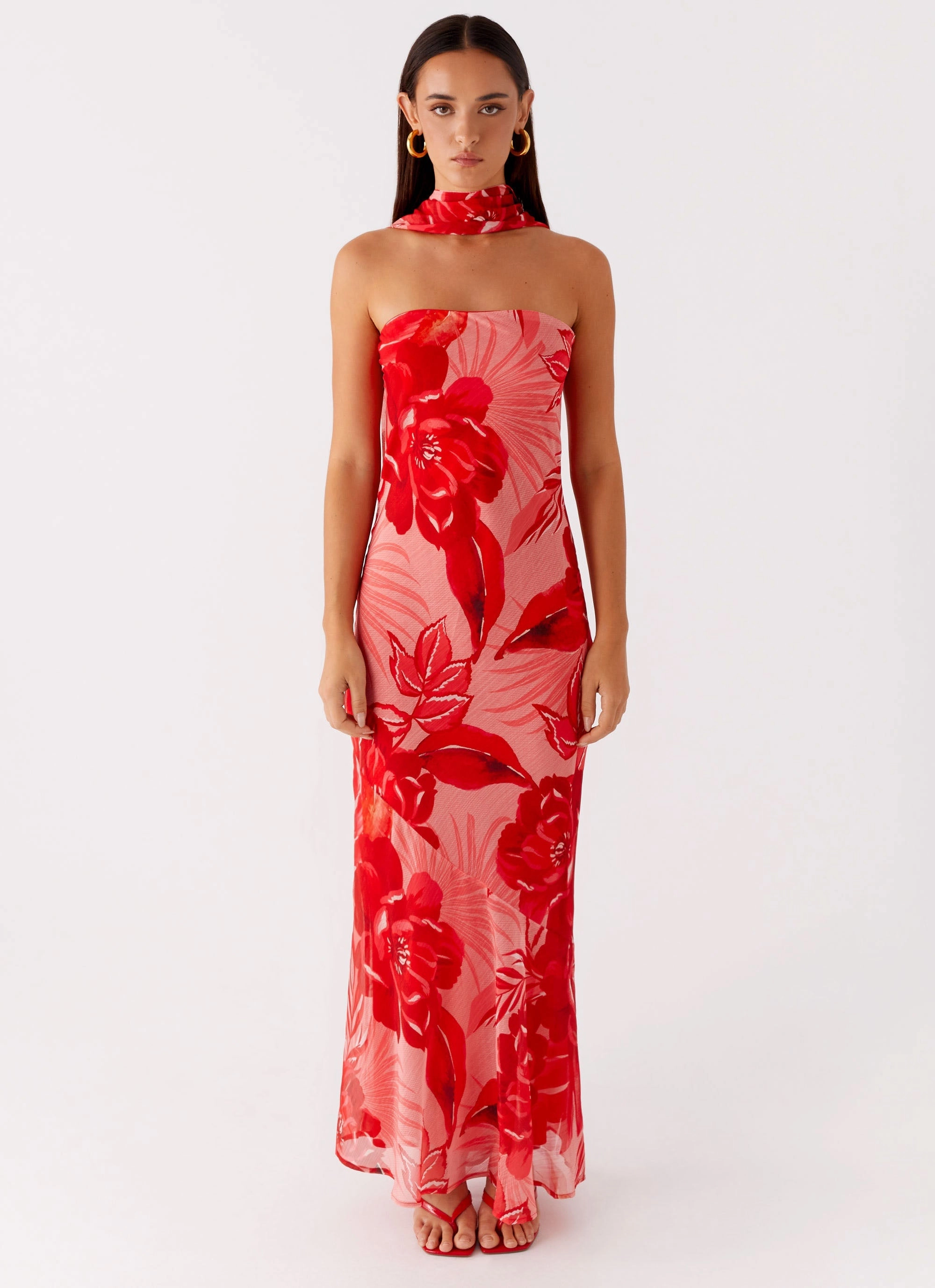 Insulating-Lining Under The Pagoda Maxi Dress - Sicily Sunsets Print