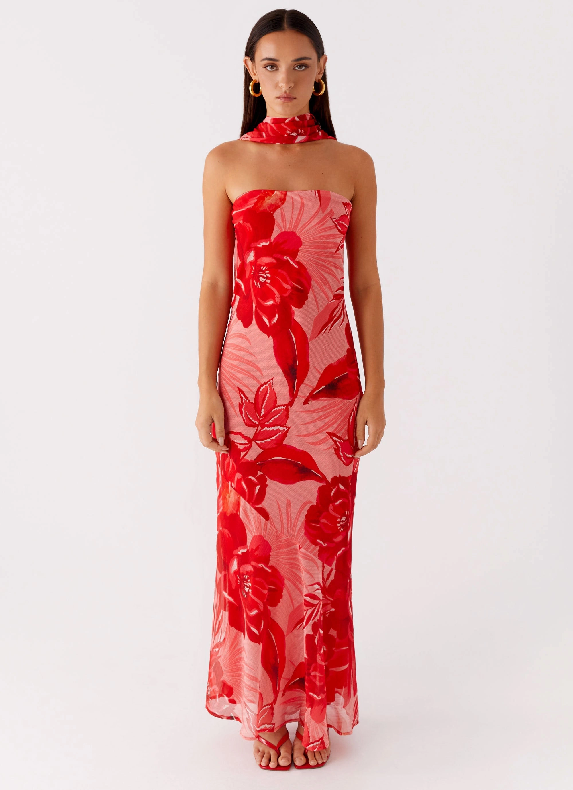 Smooth Look Simple Profile Under The Pagoda Maxi Dress - Sicily Sunsets Print