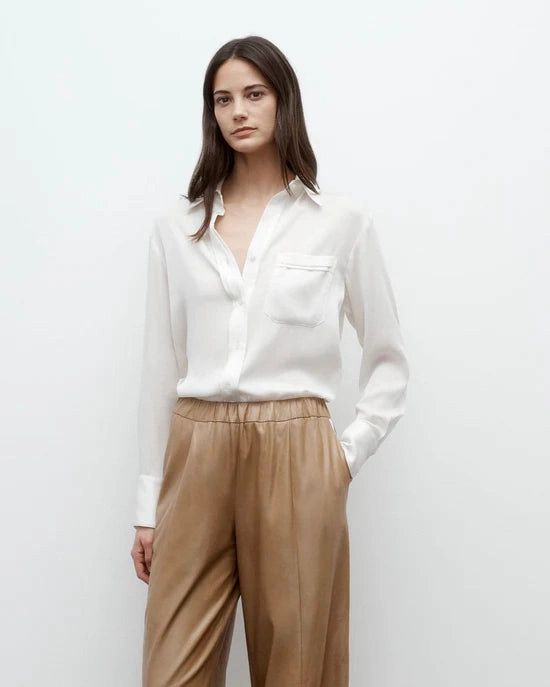 Eva with Tux Pant in Kelp/Bone Shape Retention Roll-up style