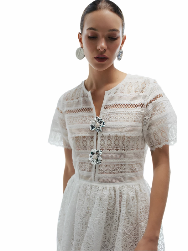 Vibrant color dress Adjustable-Straps Gianni Midi Dress in White