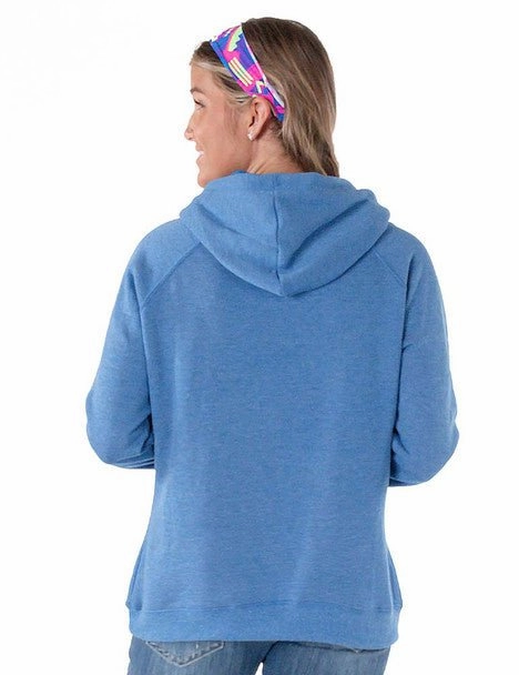 Cowgirl Tuff Womens Wild Spirit Royal Blue Poly/Rayon Hoodie Streetwear vibe Impact Absorbing Back Panels