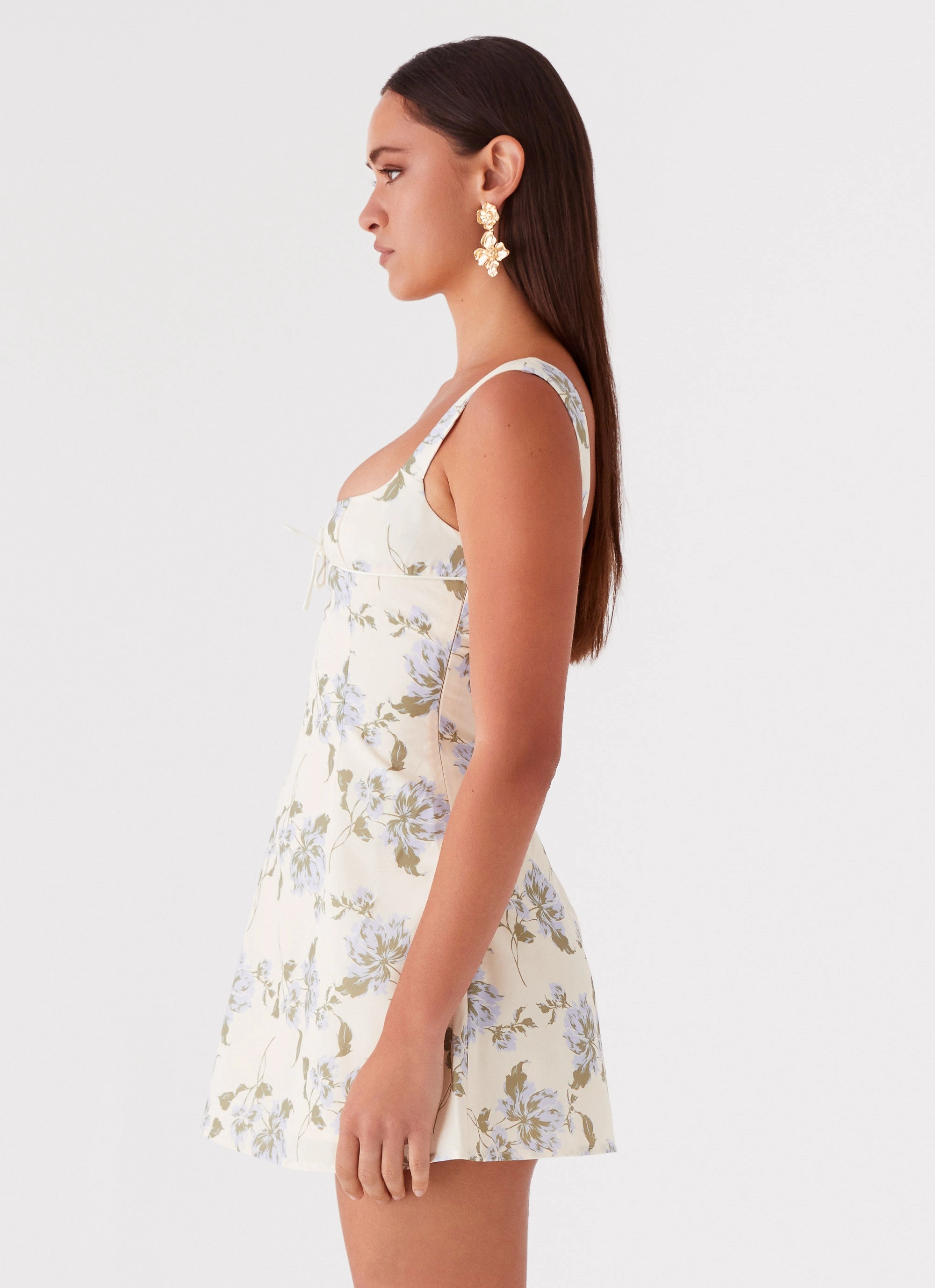 Night Ready Cadence Mini Dress - Yellow Purple Floral