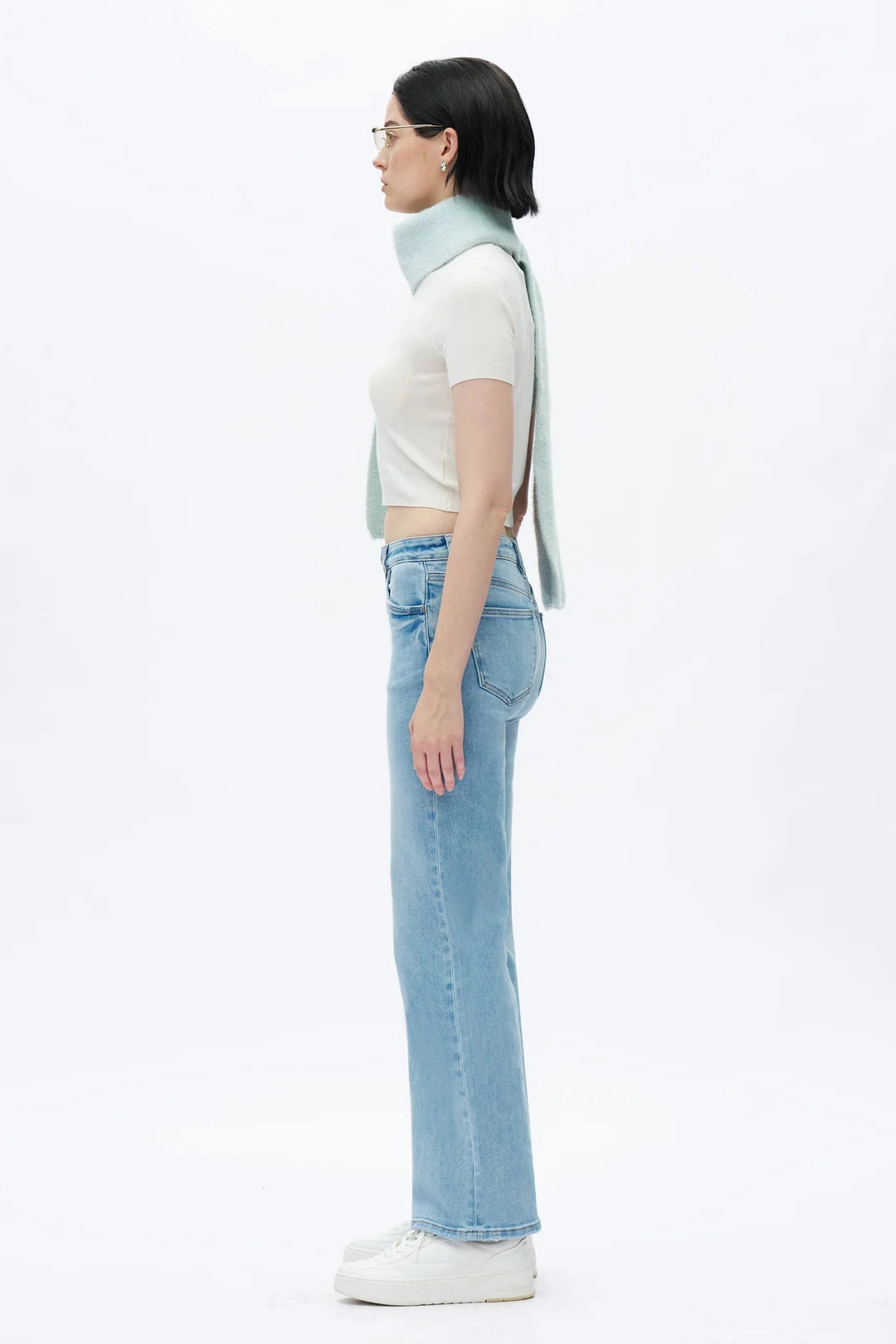 Alsa Mid Rise Wide Leg Jeans Anti Fade Technology