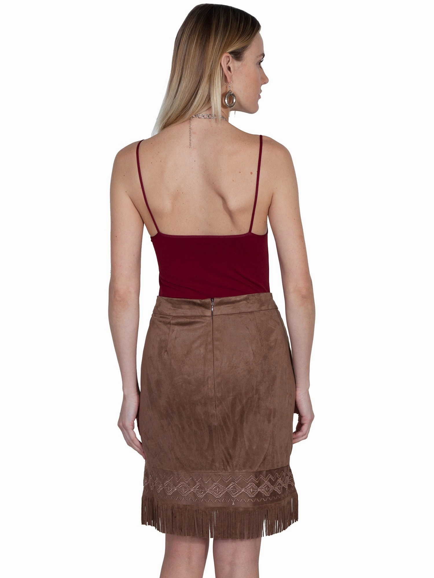 Travel Ease Simple Motion Scully Womens Chocolate Polyester Fringe Skirt