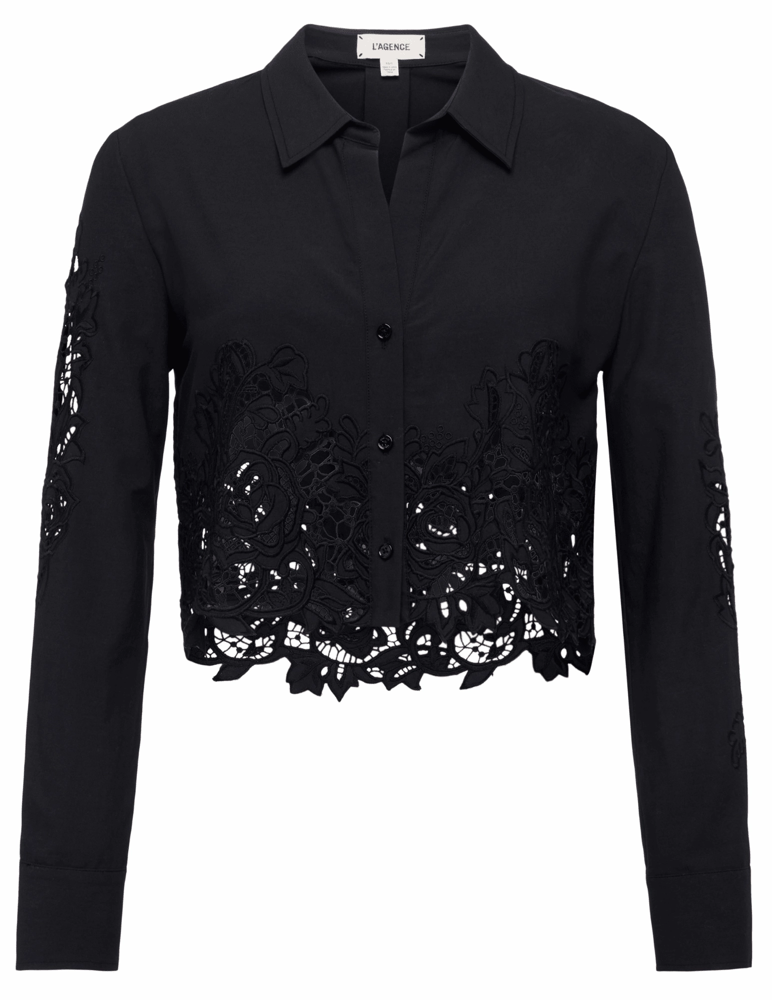 L'AGENCE Seychelle Lace Cropped Blouse Effortless Layer
