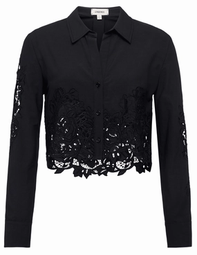 L'AGENCE Seychelle Lace Cropped Blouse Effortless Layer