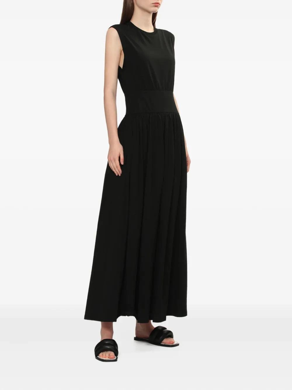 Sleeveless Cotton Tee Dress in Black WaterRepellentCoating