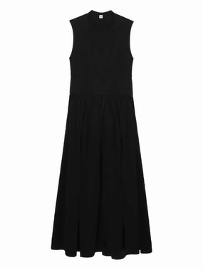 Sleeveless Cotton Tee Dress in Black Relaxed and Effortless