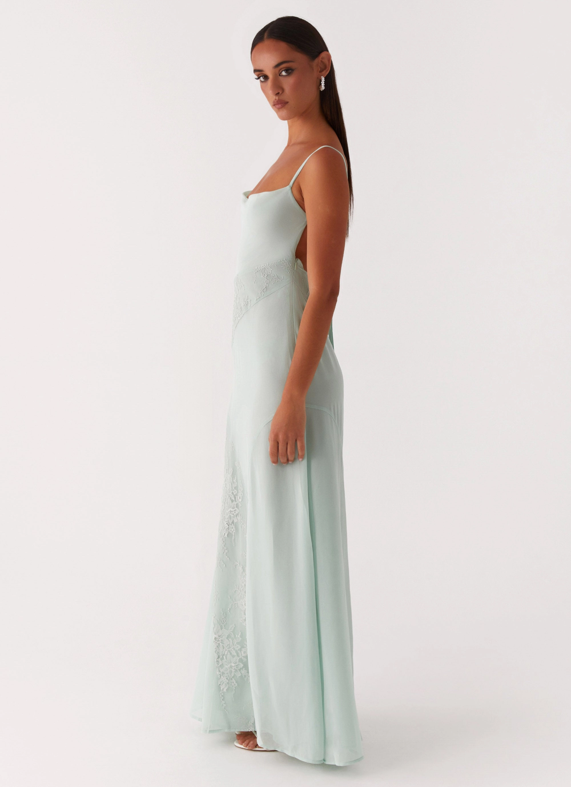 Gabriana Maxi Dress - Sage Floral Pattern Soft Silhouette