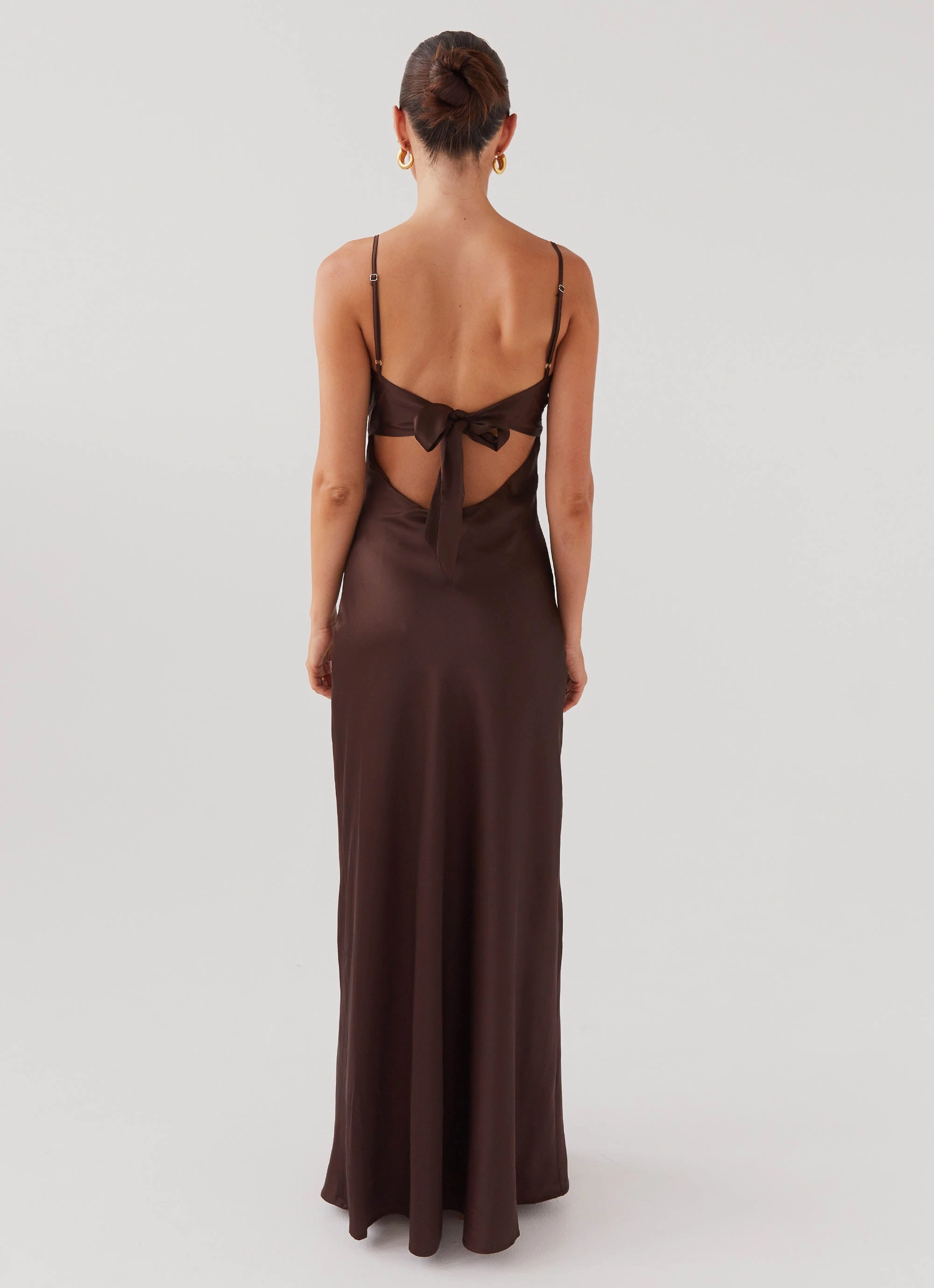 Flora Satin Maxi Dress - Chocolate Fashionable And Functional