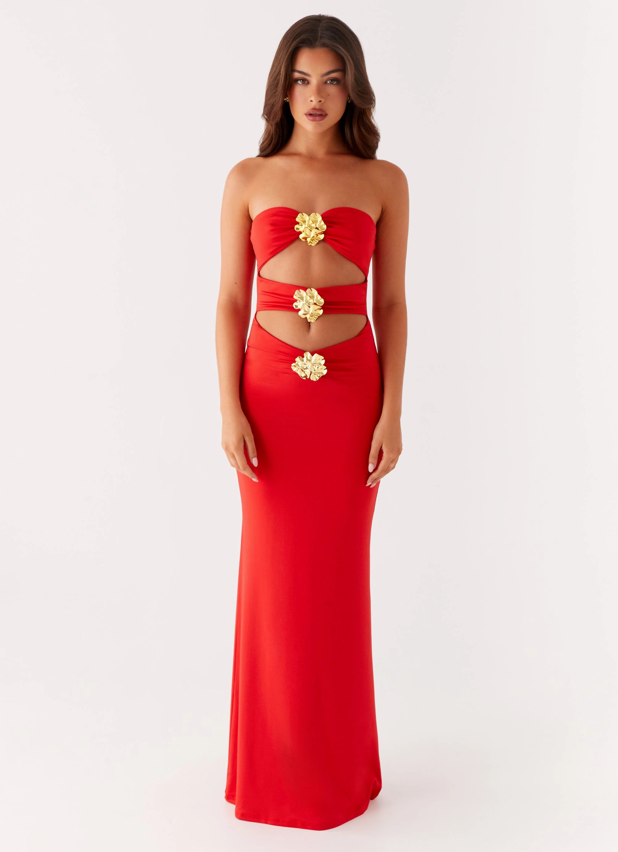 Raye Maxi Dress - Tangerine Fall Mood Shiny Zip