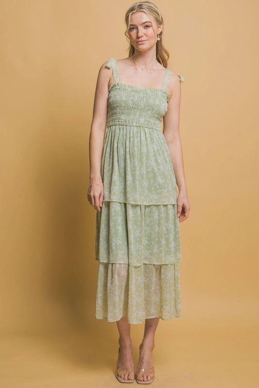 Sable Tiered Midi Floral Dress Movement Ready